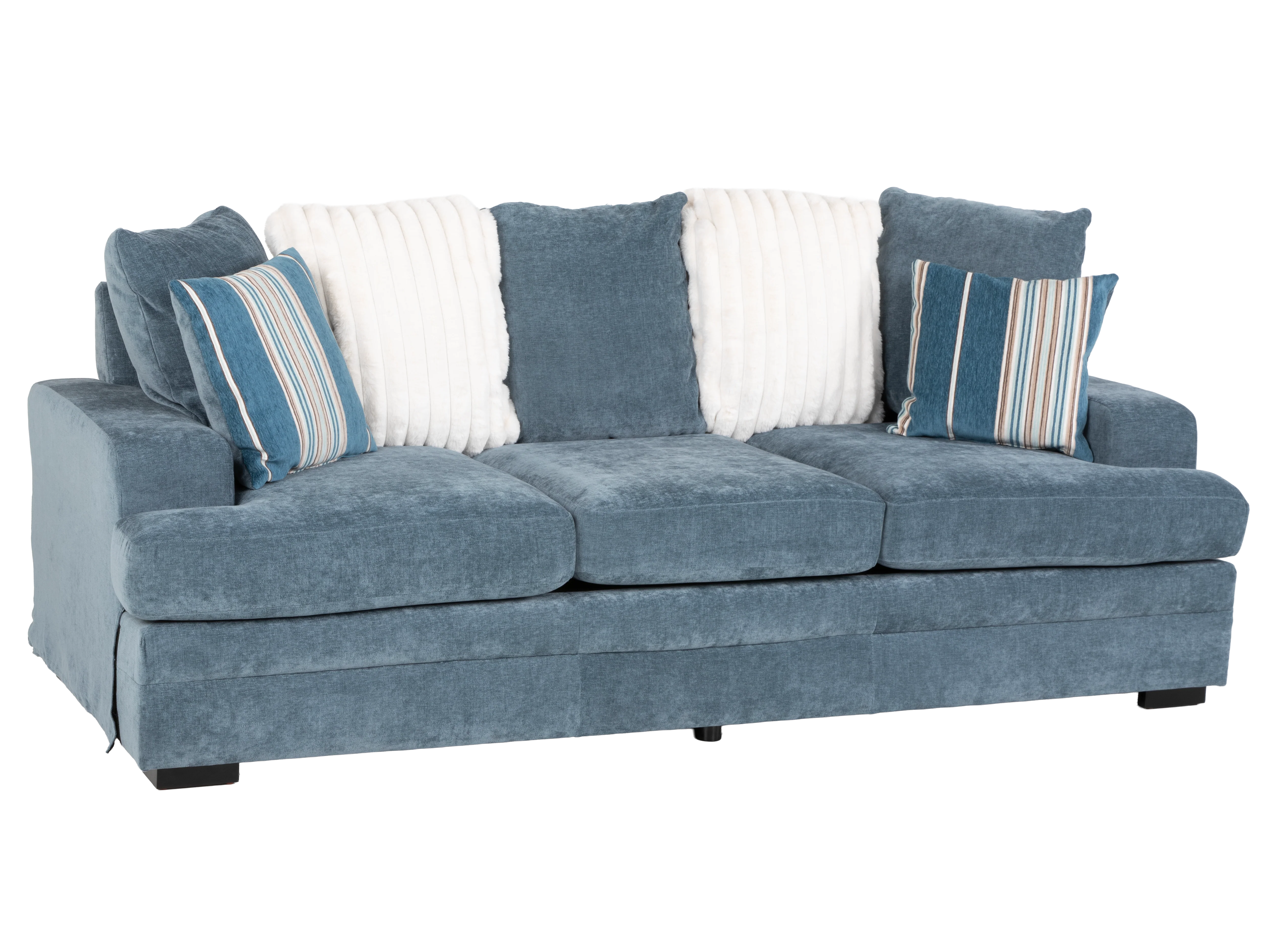 2-Piece Blue Fabric Sofa & Loveseat Set with Accent Pillows - Image 4