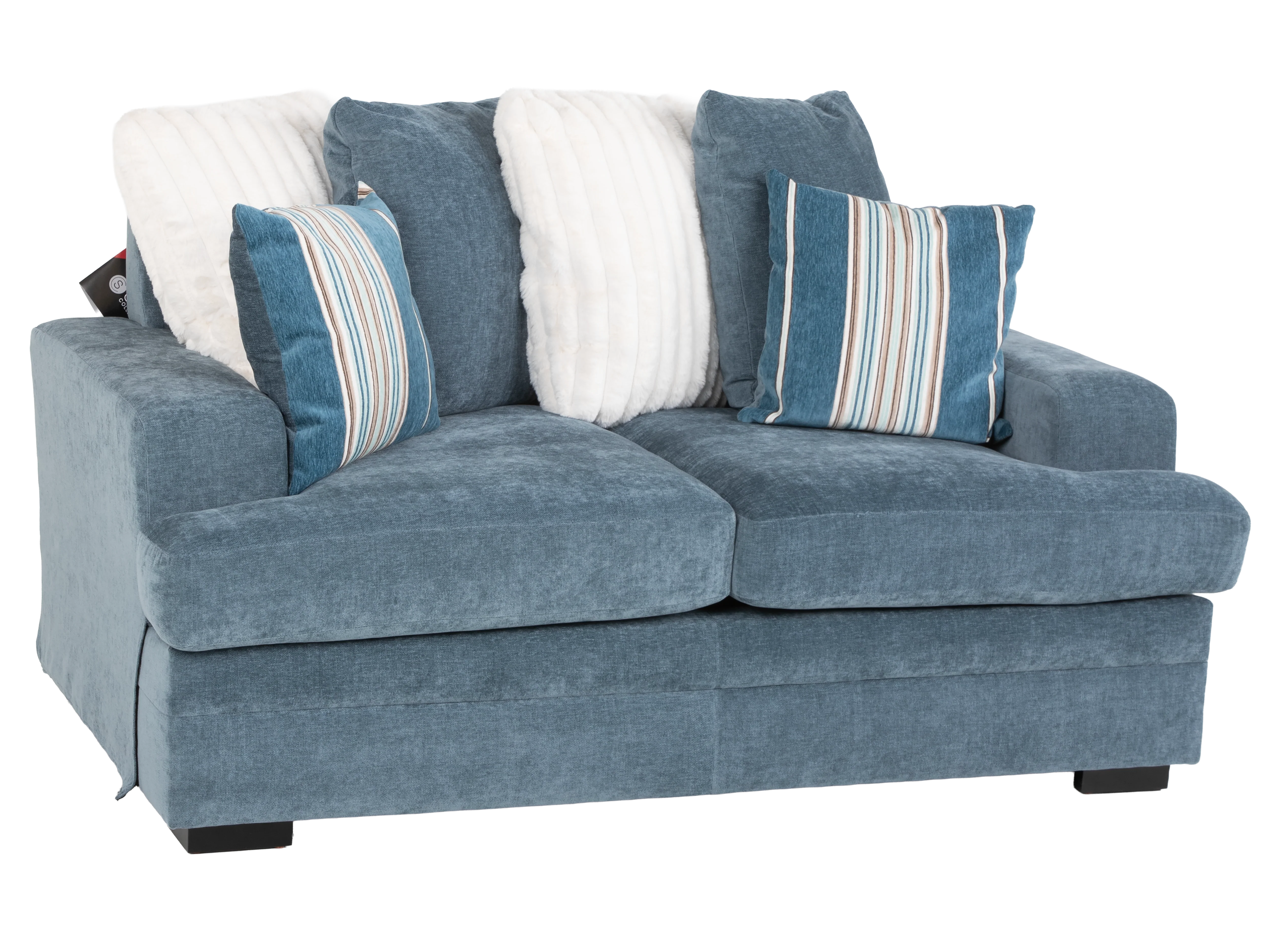 2-Piece Blue Fabric Sofa & Loveseat Set with Accent Pillows - Image 5