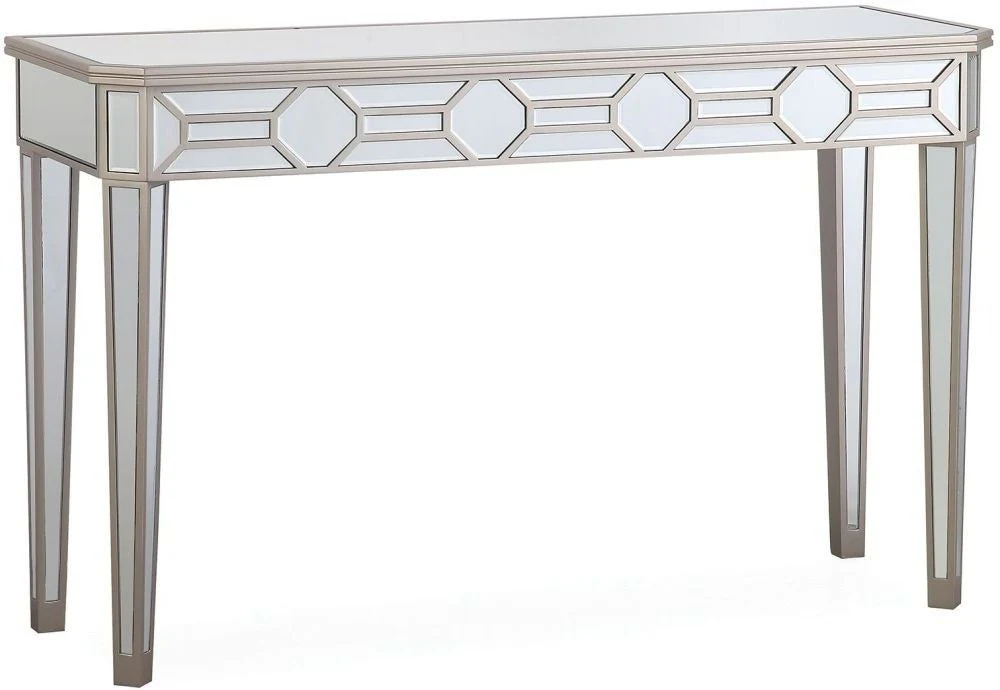 2 Piece Console Table and Mirror Set with Geometric Mirror Accents - Image 2