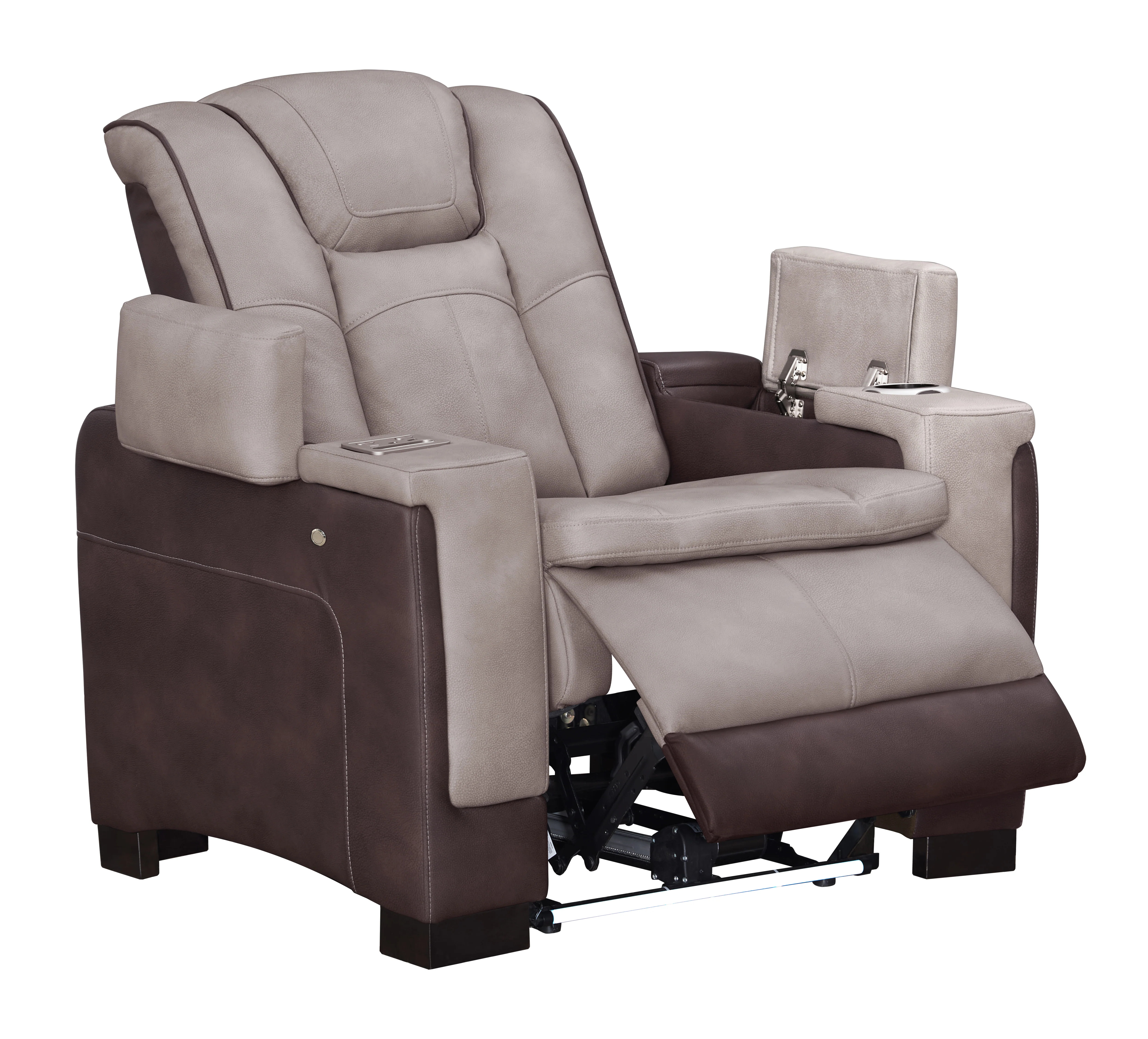 3-Piece Beige & Brown Power Reclining Living Room Set with Power Headrests, Bluetooth Speakers, Wireless Charging & LED Lights - Image 13