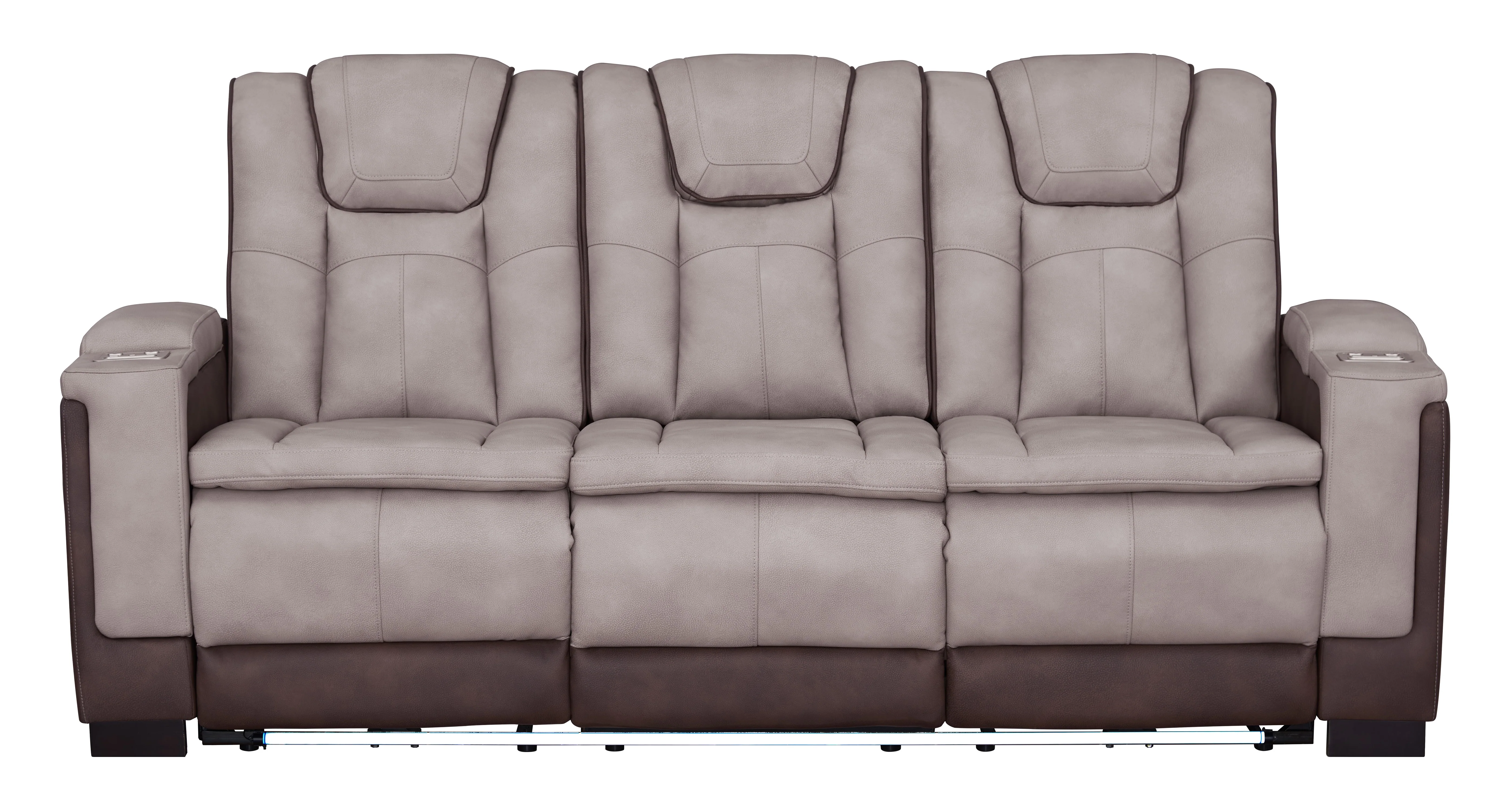 3-Piece Beige & Brown Power Reclining Living Room Set with Power Headrests, Bluetooth Speakers, Wireless Charging & LED Lights - Image 5