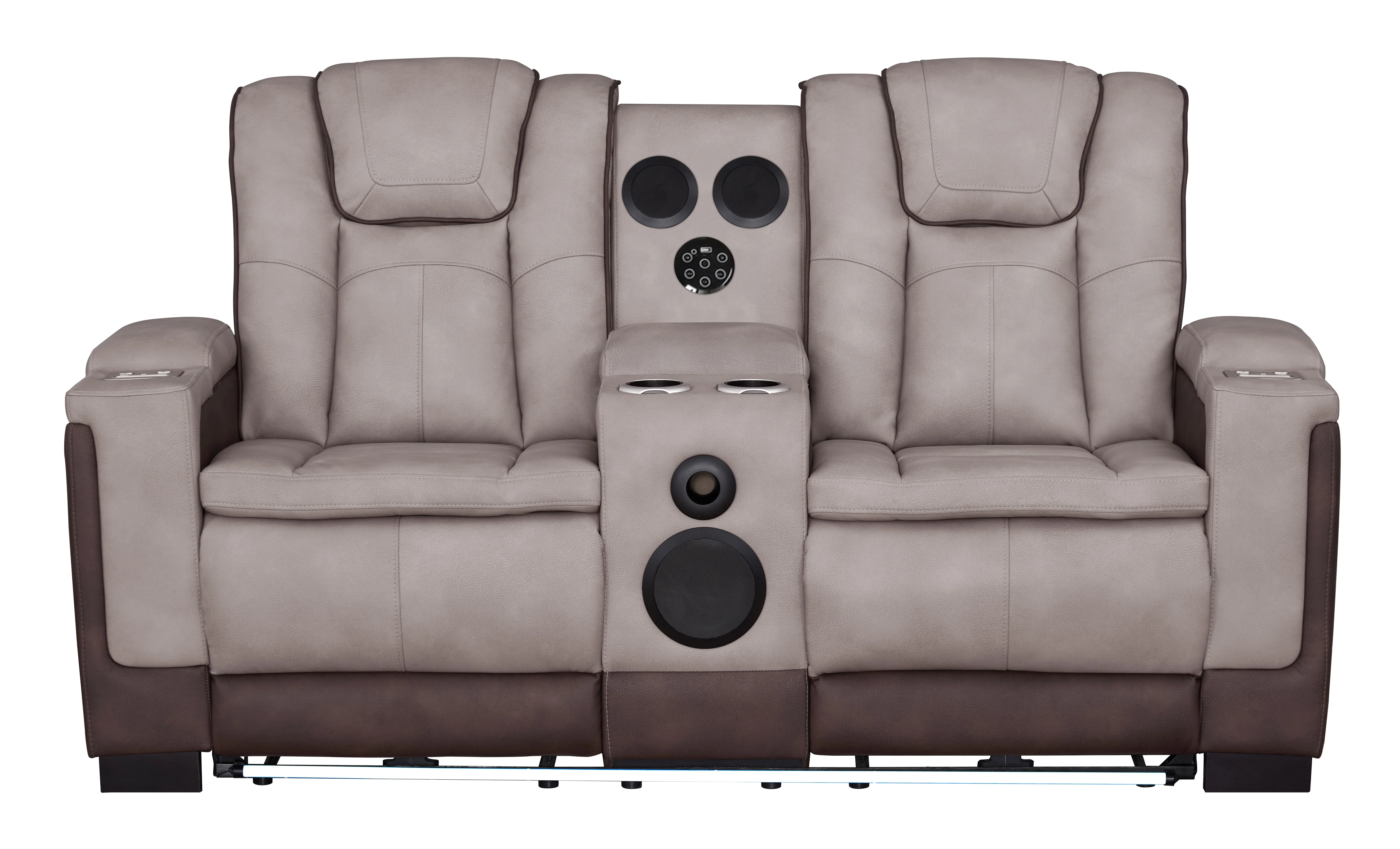 3-Piece Beige & Brown Power Reclining Living Room Set with Power Headrests, Bluetooth Speakers, Wireless Charging & LED Lights - Image 8