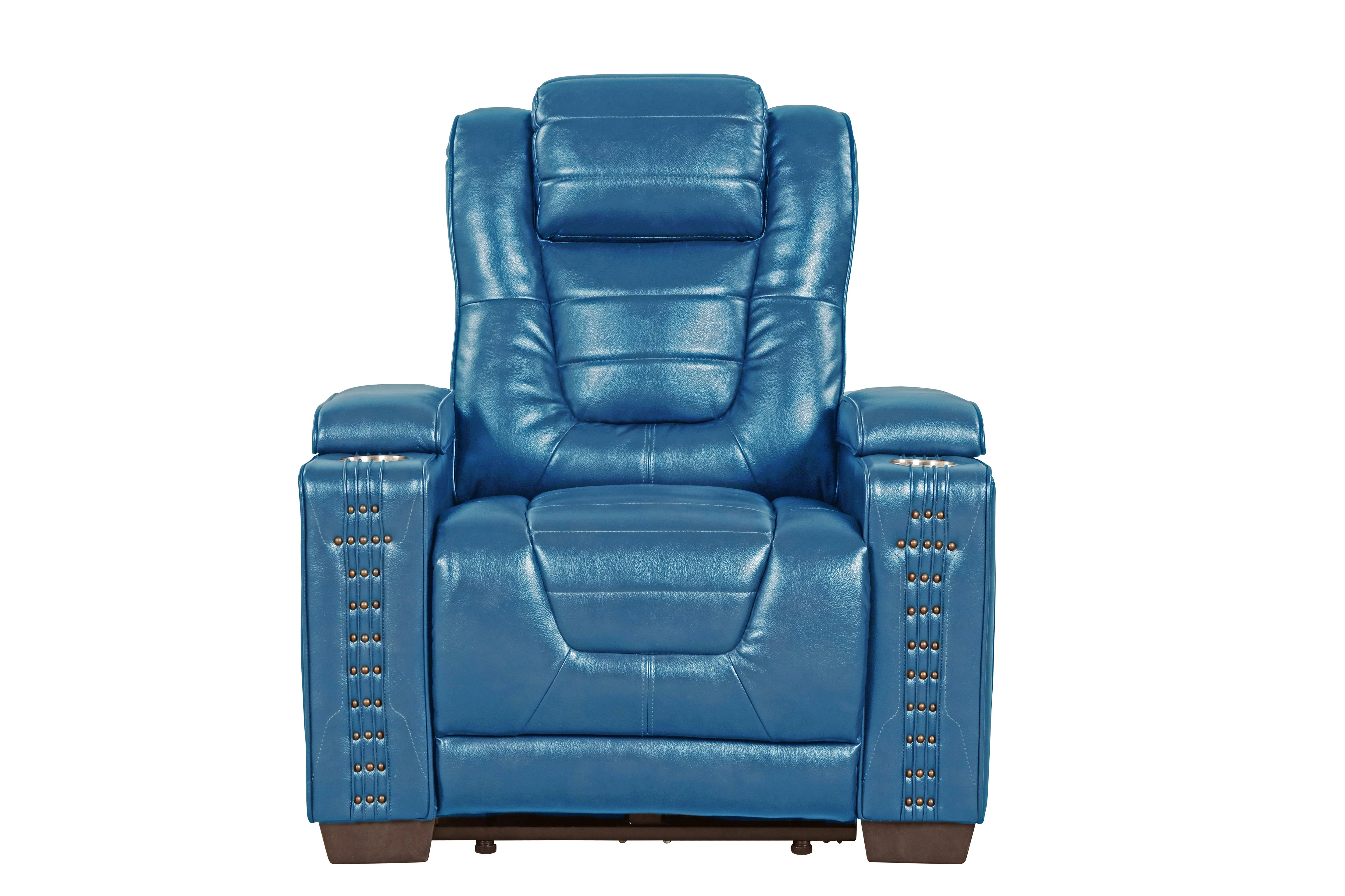 3-Piece Blue Power Reclining Living Room Set w/ Power Headrests, Storage, Reading Light, Built-in Speakers - Image 6