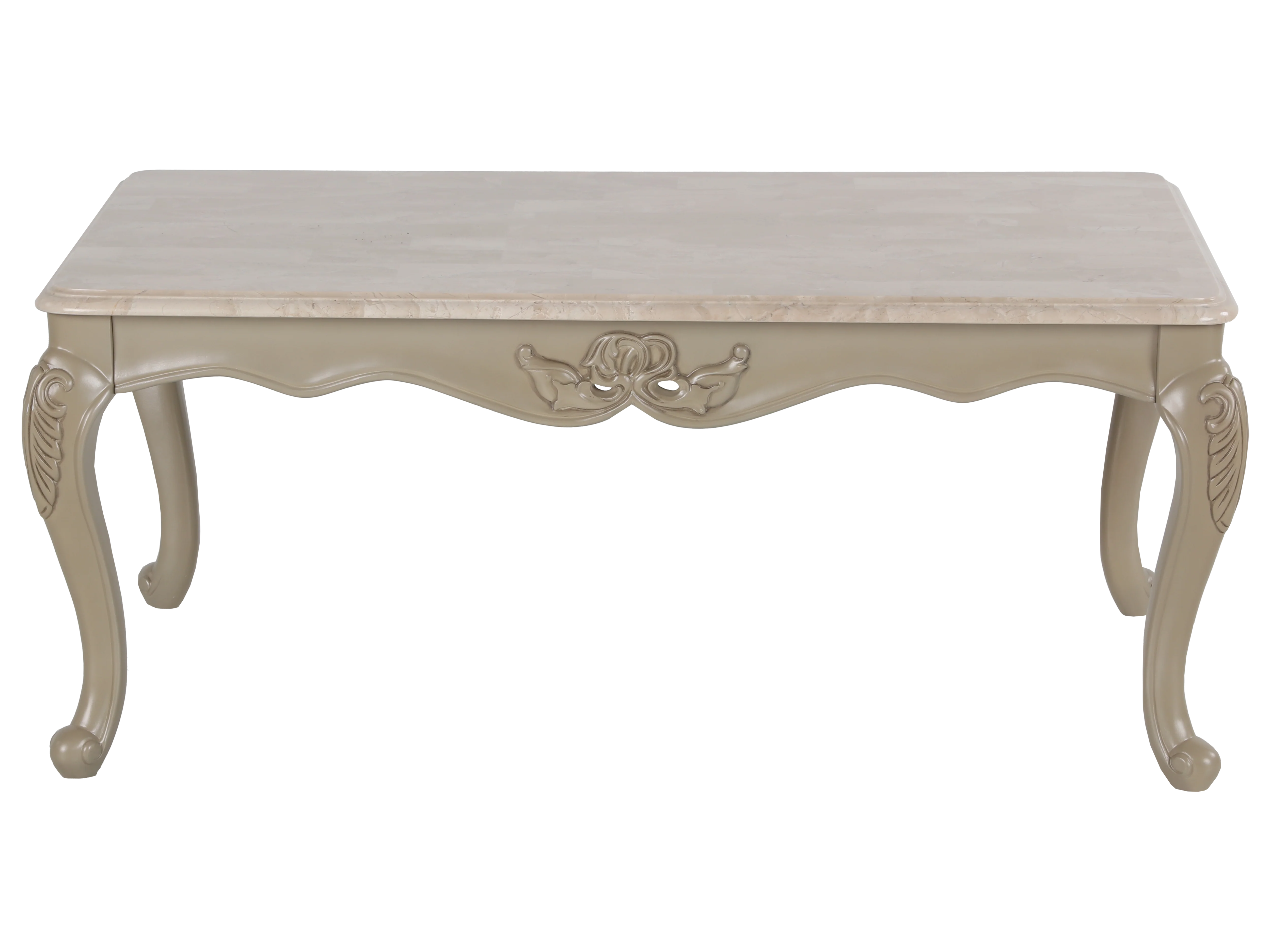 Traditional Glam Champagne 3 Piece Coffee Table Set with Real Marble Tabletops - Image 4