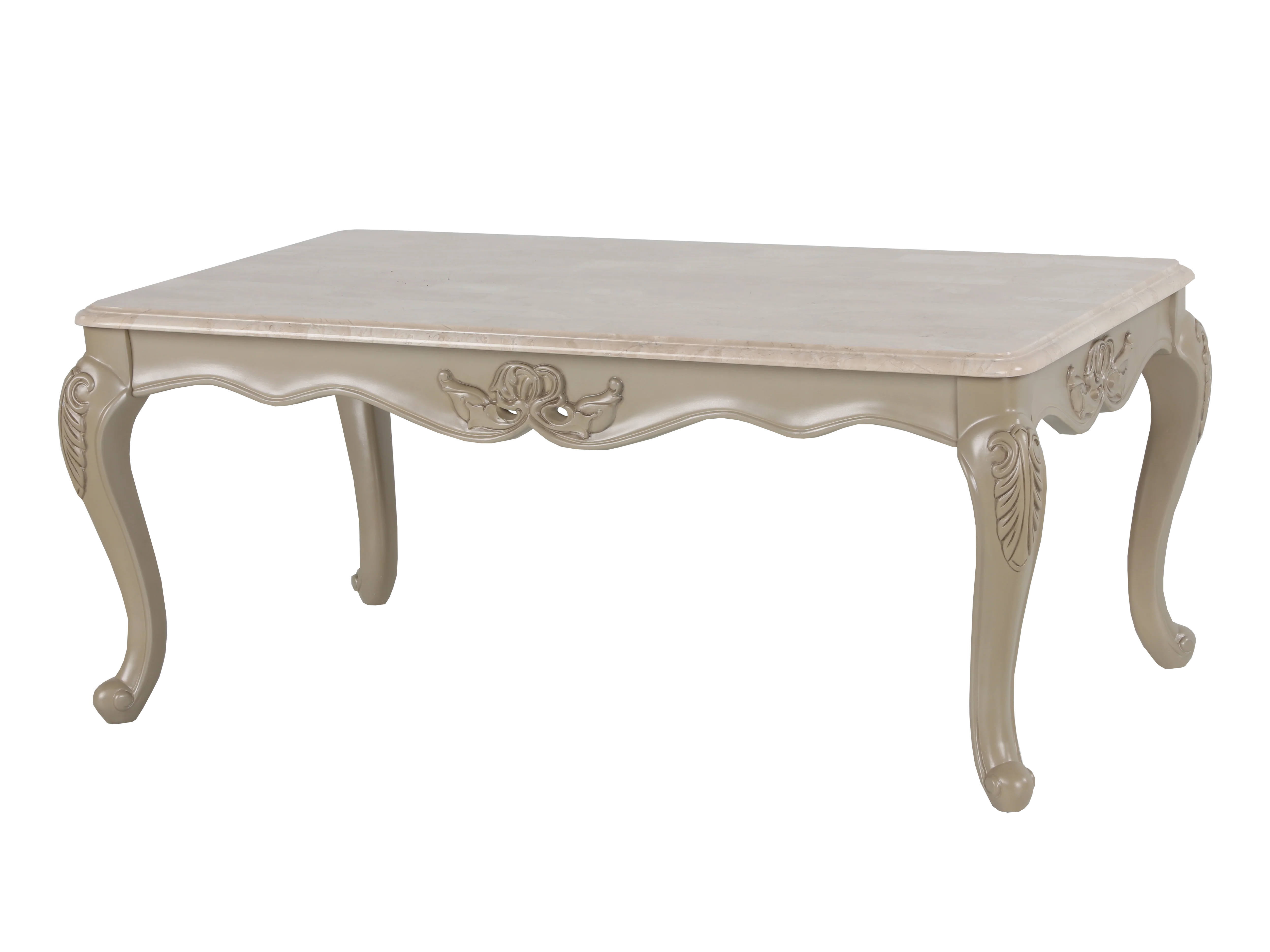 Traditional Glam Champagne 3 Piece Coffee Table Set with Real Marble Tabletops - Image 5