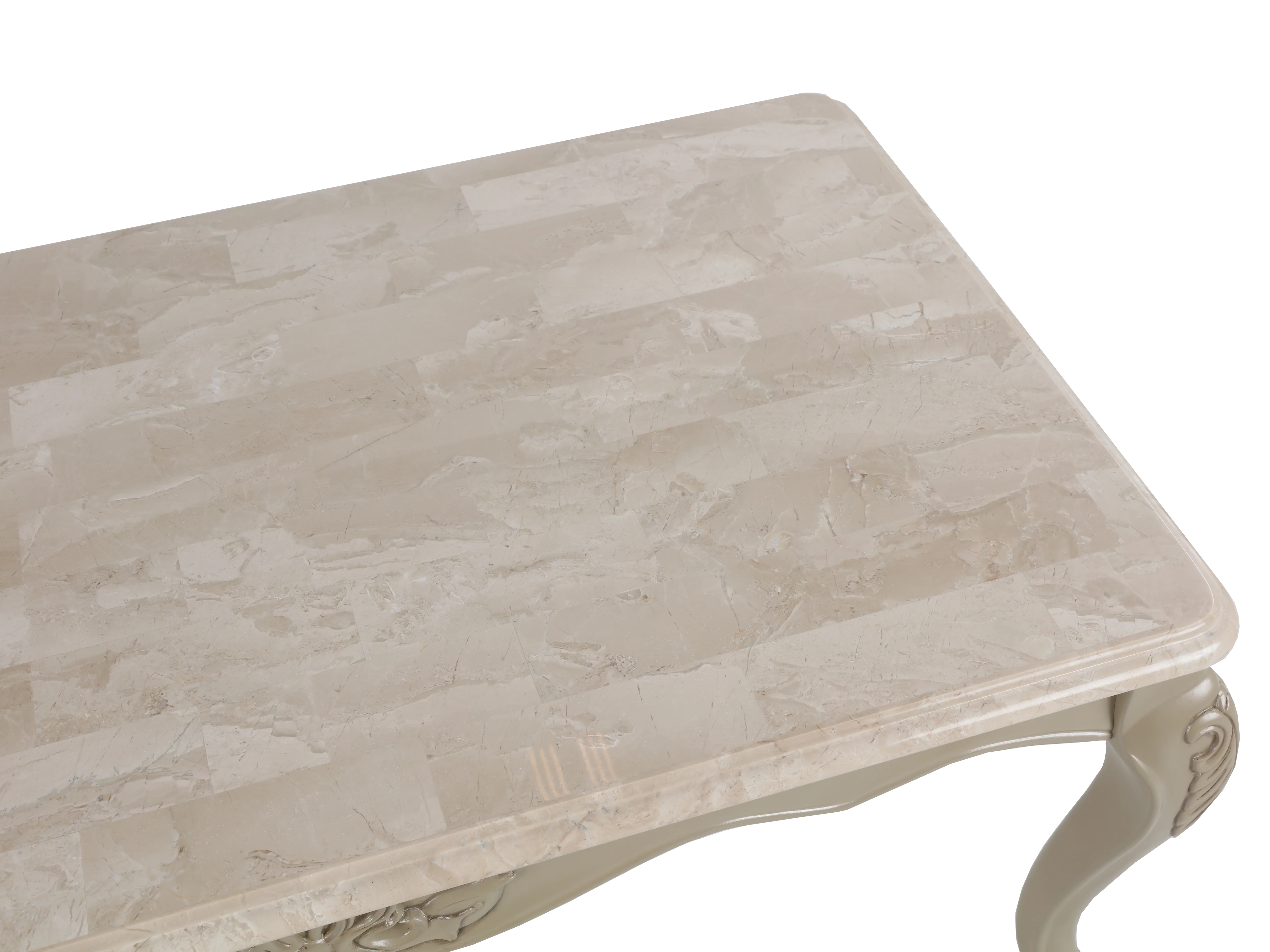 Traditional Glam Champagne 3 Piece Coffee Table Set with Real Marble Tabletops - Image 8