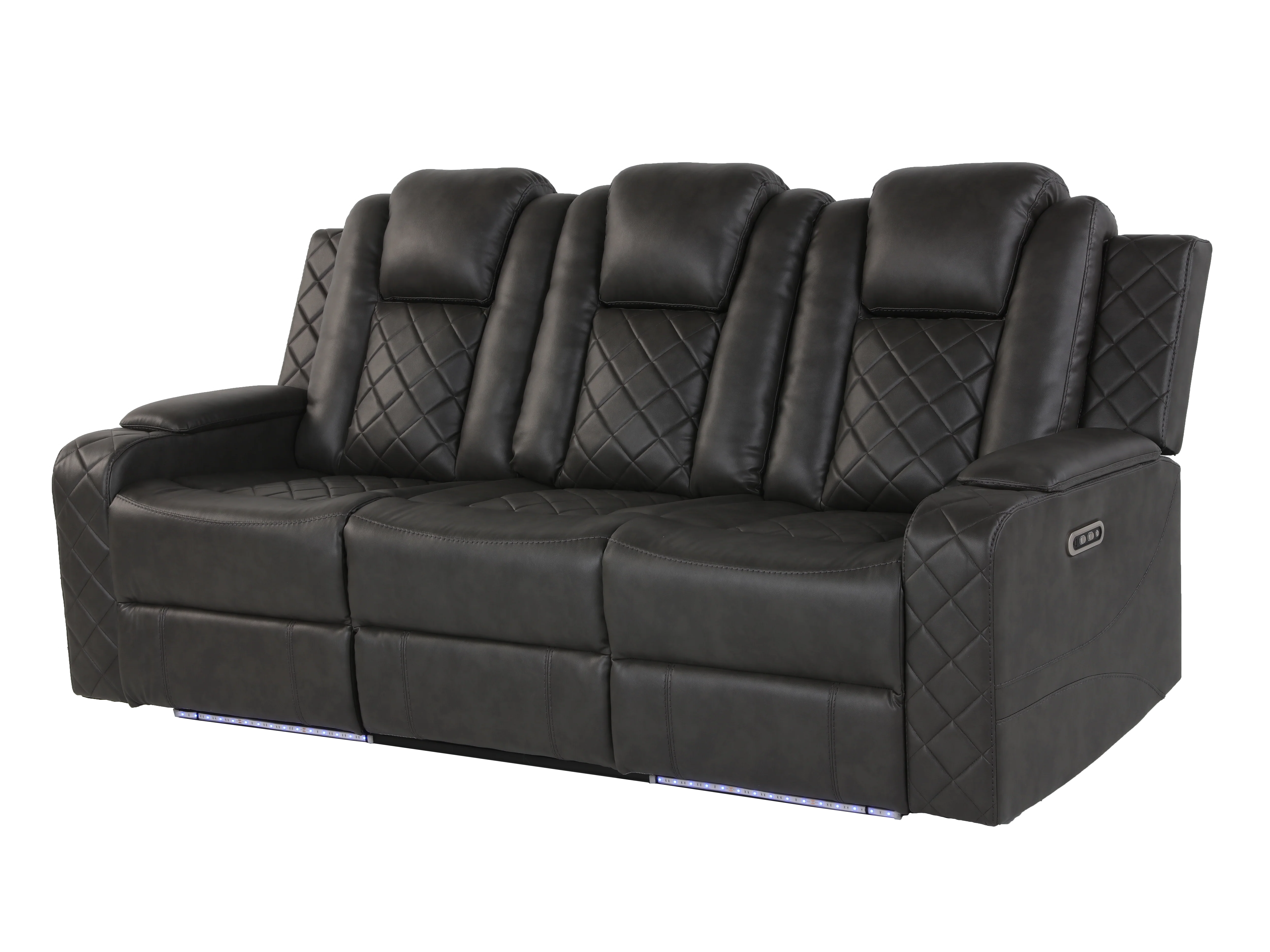 3-Piece Gray Power Reclining Living Room Set w/ Power Headrests, LED, USB & Bluetooth - Image 12