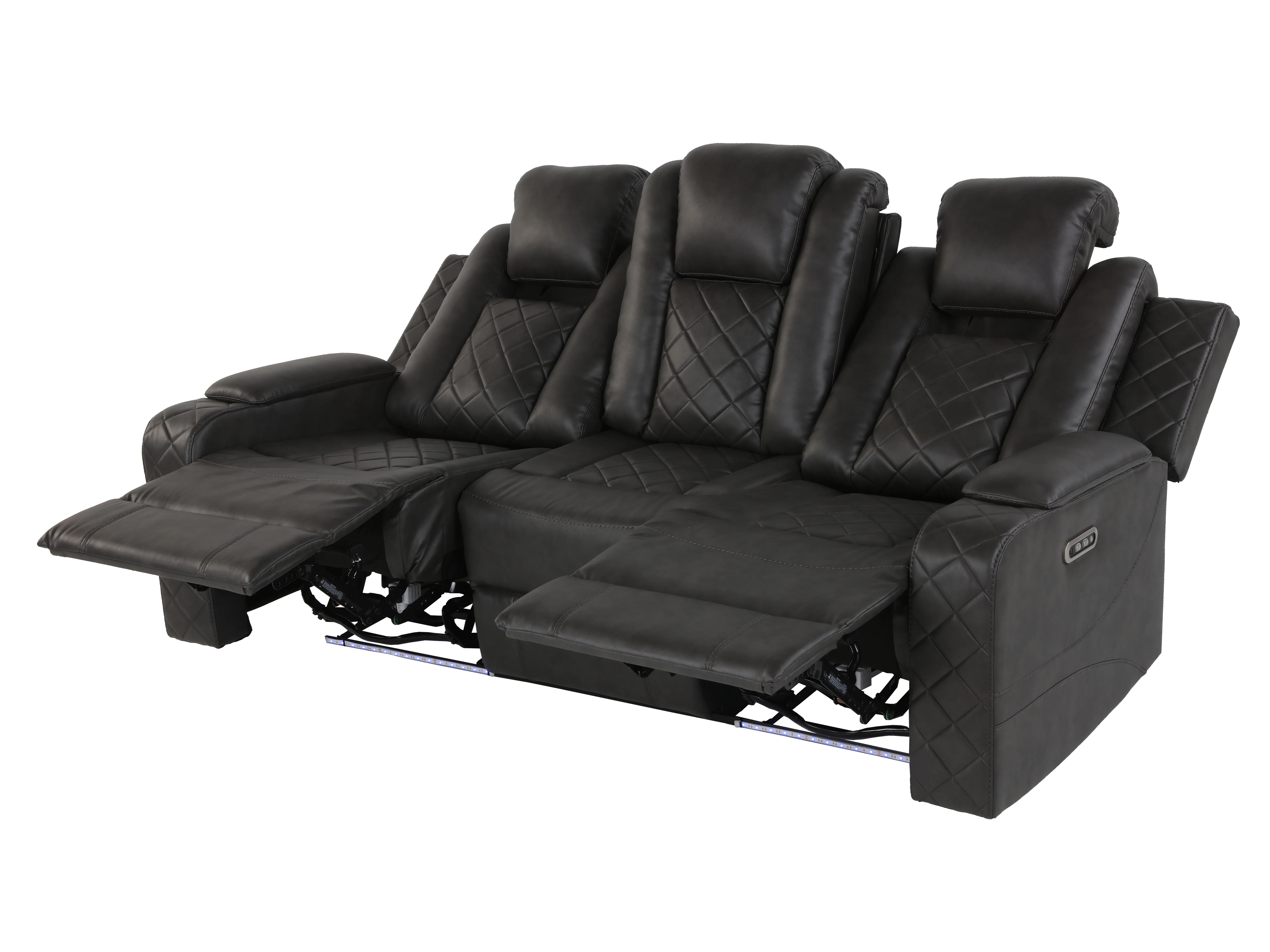 3-Piece Gray Power Reclining Living Room Set w/ Power Headrests, LED, USB & Bluetooth - Image 13