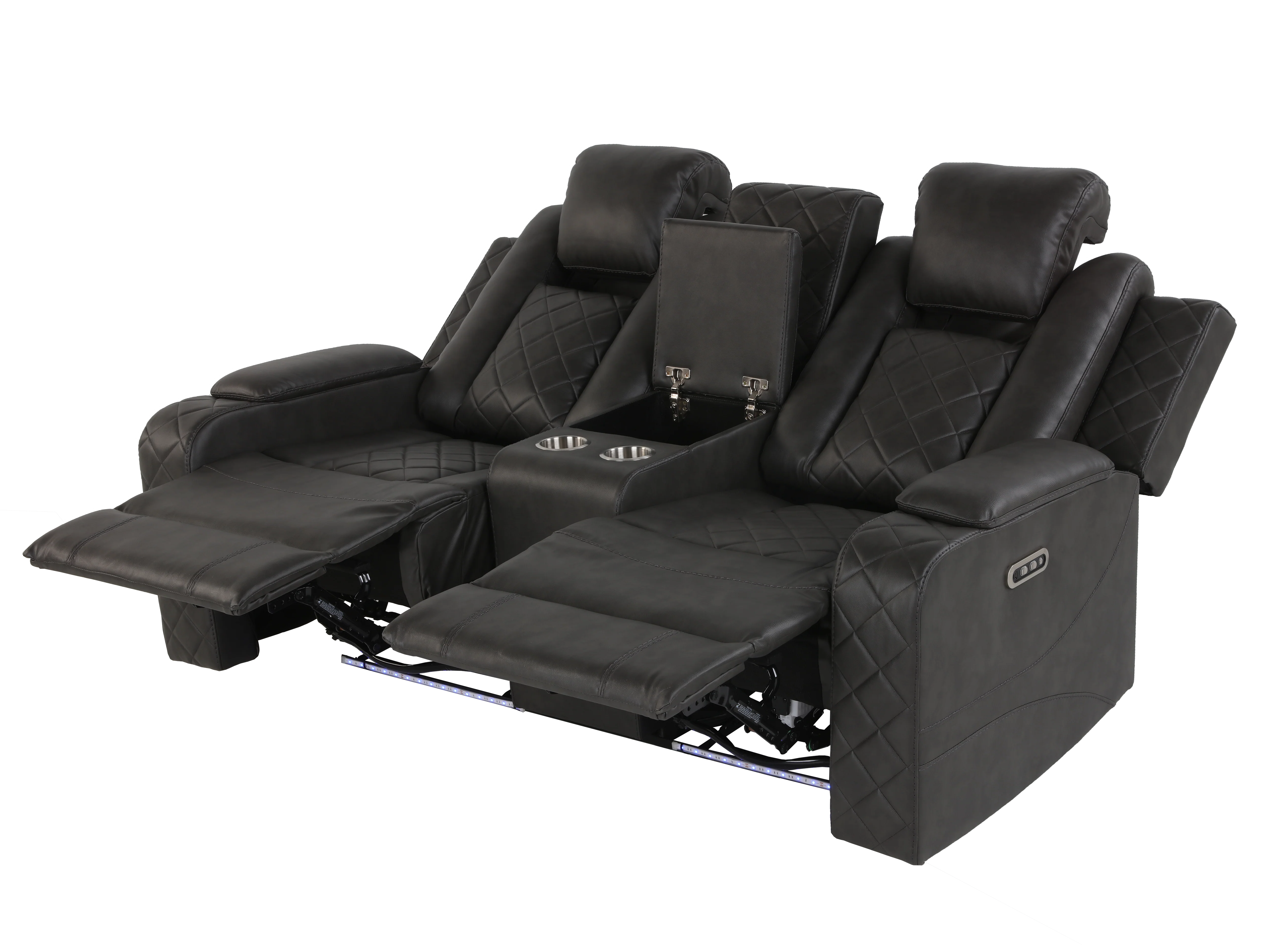 3-Piece Gray Power Reclining Living Room Set w/ Power Headrests, LED, USB & Bluetooth - Image 15
