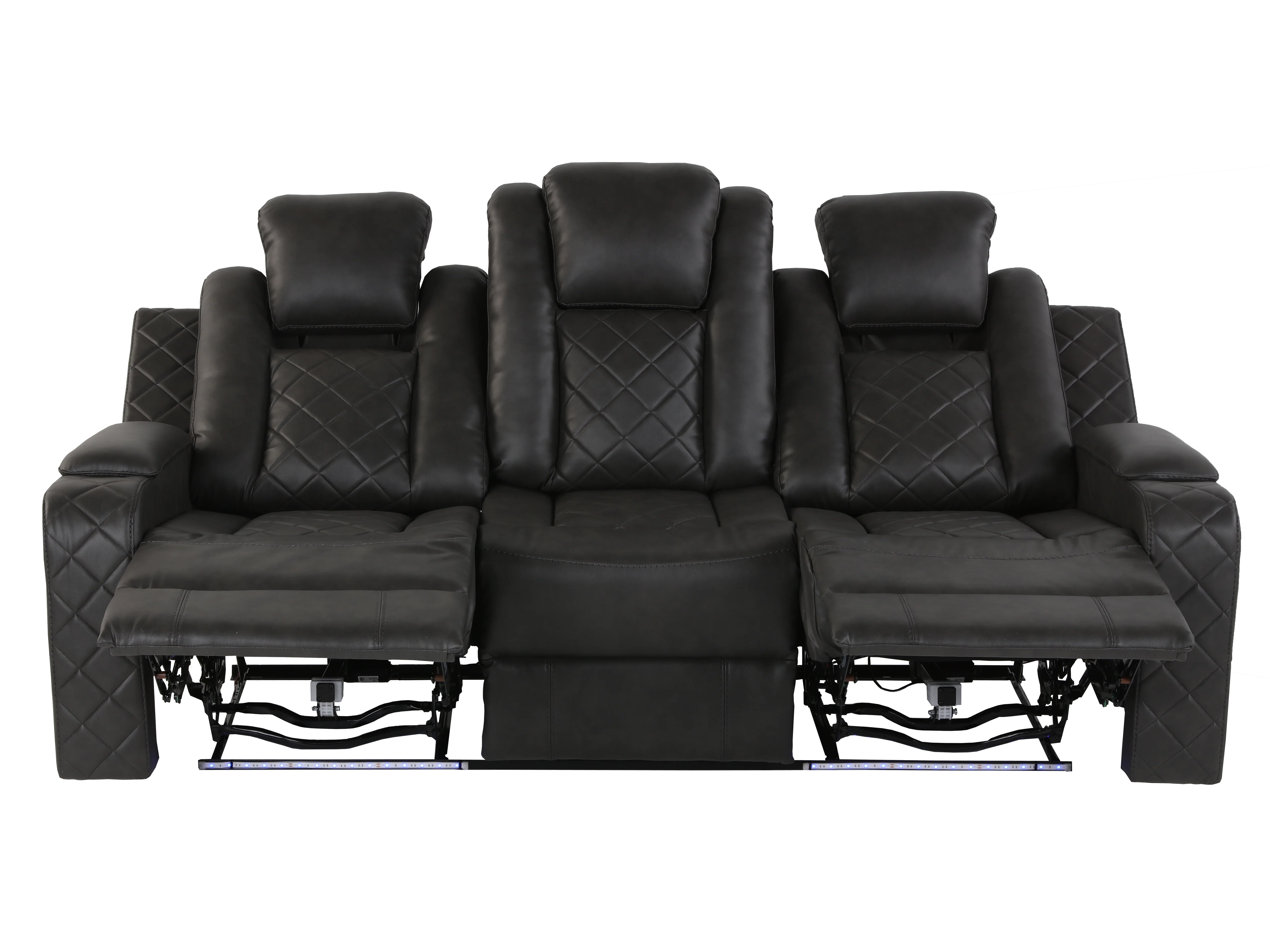 3-Piece Gray Power Reclining Living Room Set w/ Power Headrests, LED, USB & Bluetooth - Image 9