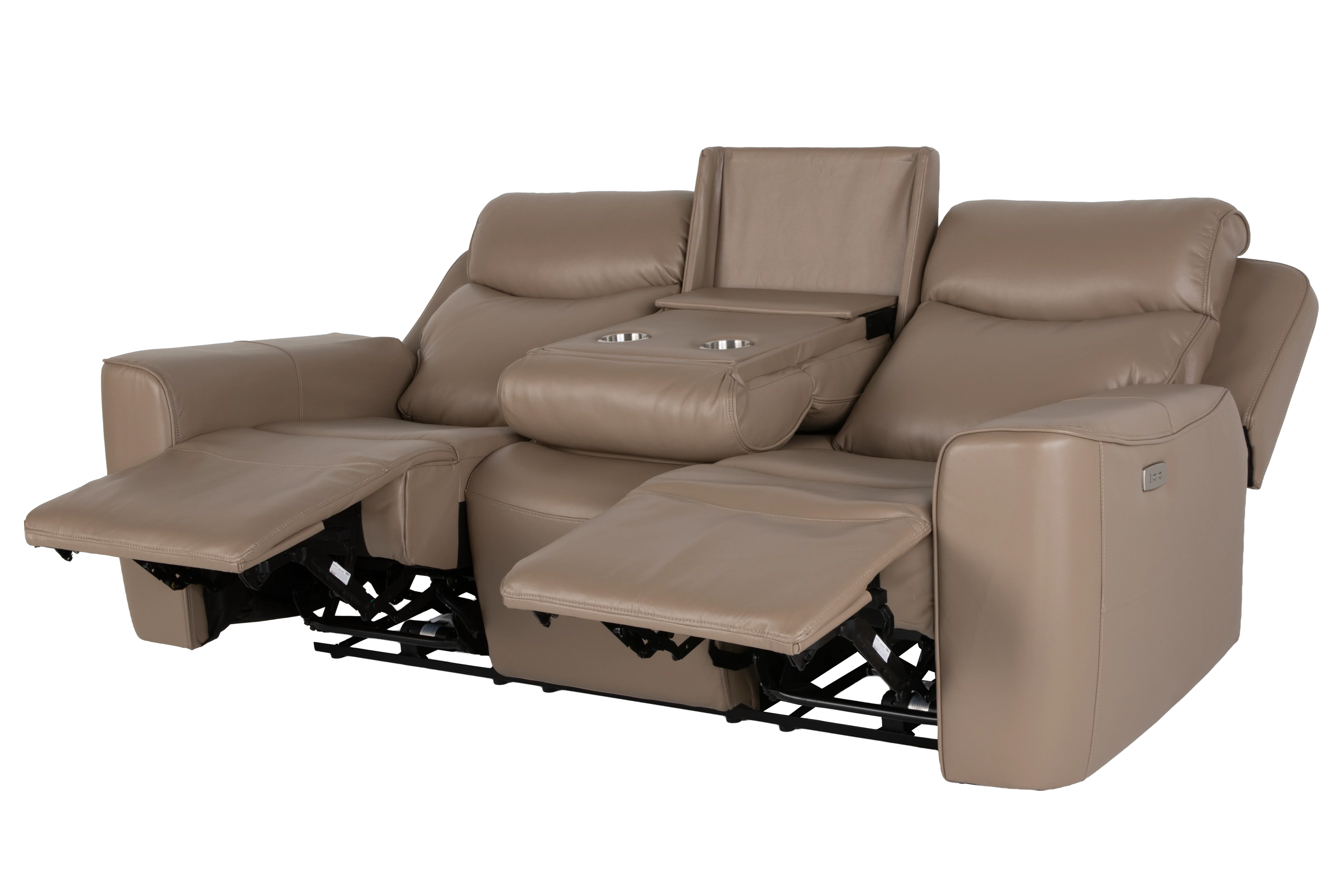 Beige 3-Piece Power Reclining Living Room Set with USB Ports, Console Loveseat & Drop-Down Table - Image 4
