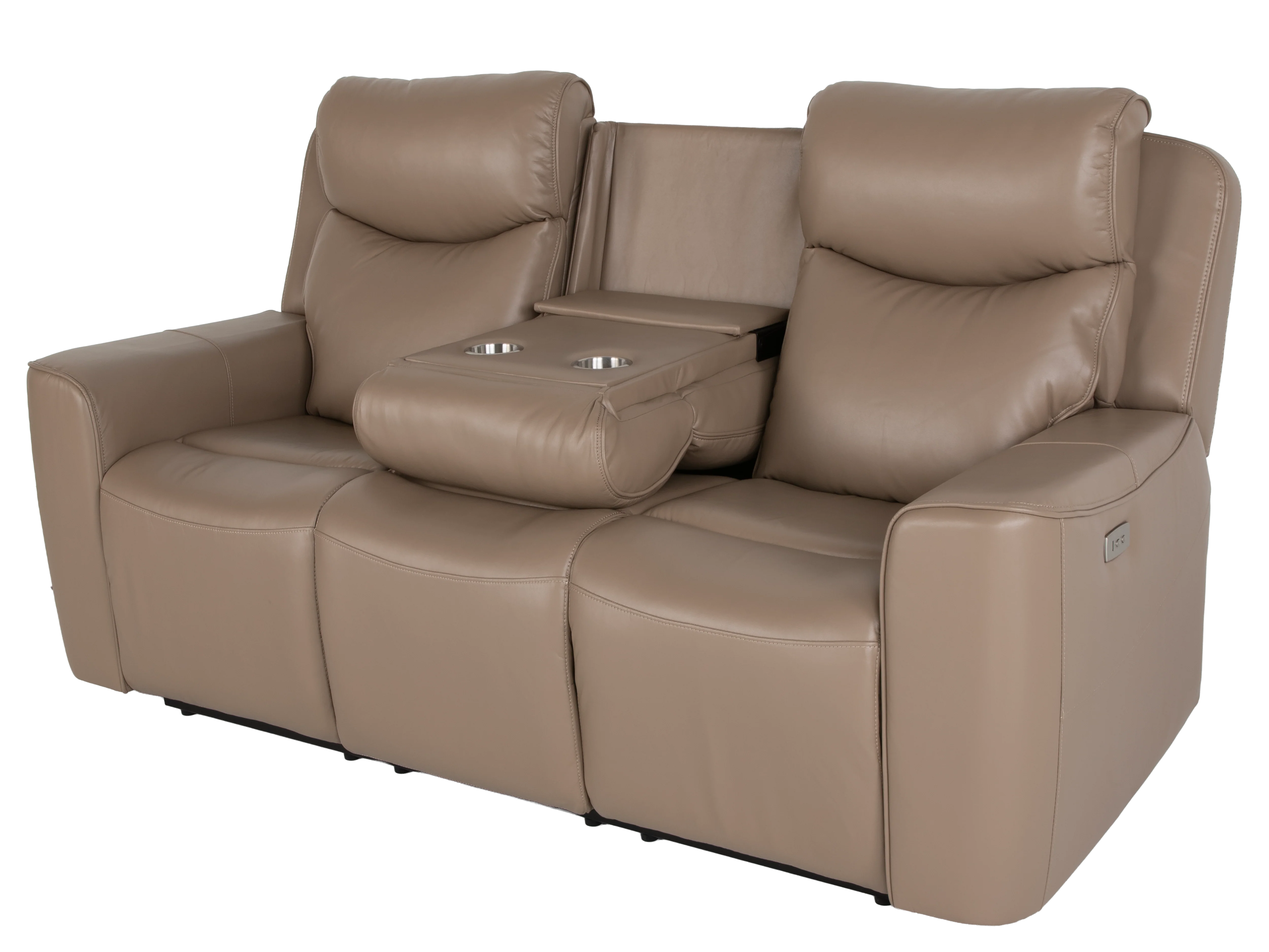 Beige 3-Piece Power Reclining Living Room Set with USB Ports, Console Loveseat & Drop-Down Table - Image 9