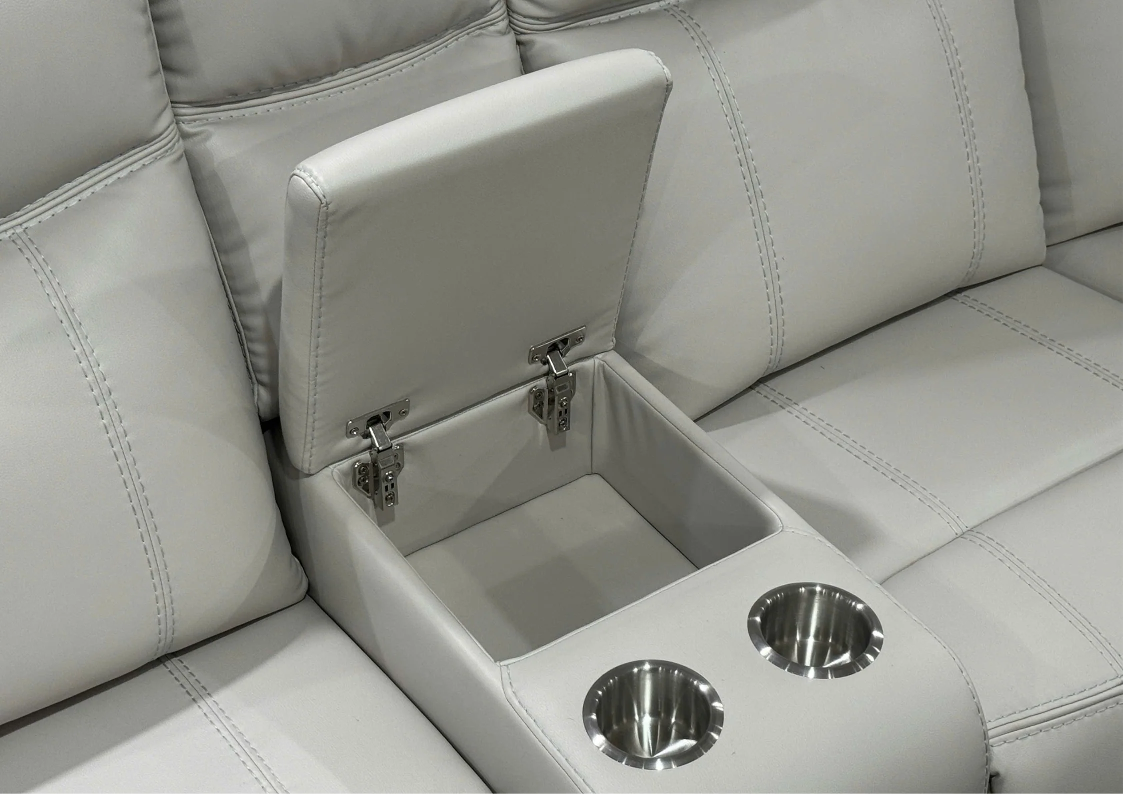 3 Piece Power Reclining Sectional with Power Headrests, Wireless Charging & Pull-Out Storage Drawer - Bone Air Leather - Image 8