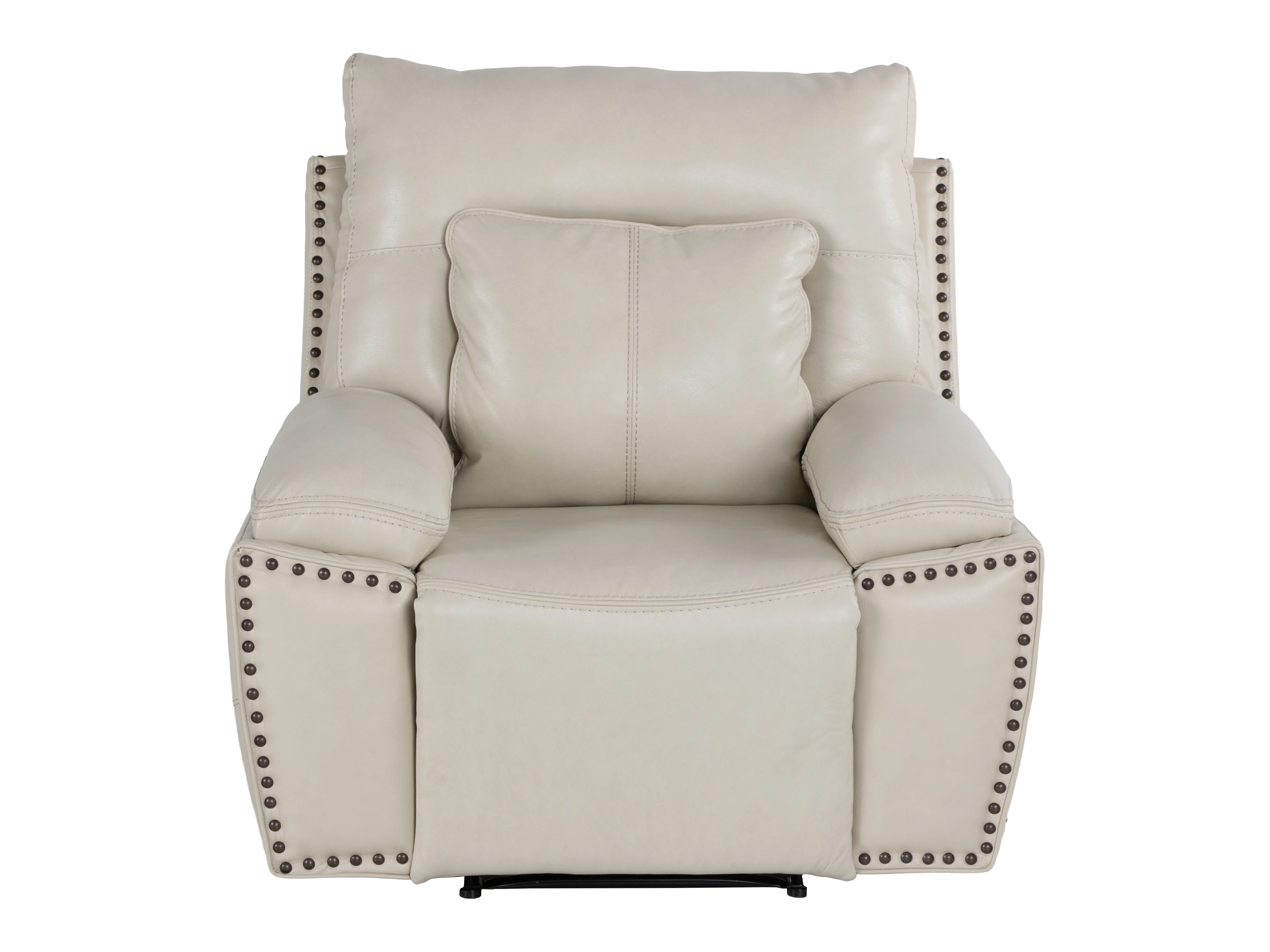 3-Piece Top Grain Leather Power Reclining Living Room Set with Console, Drop-Down Table, Cup Holders & USB (Cream) - Image 8