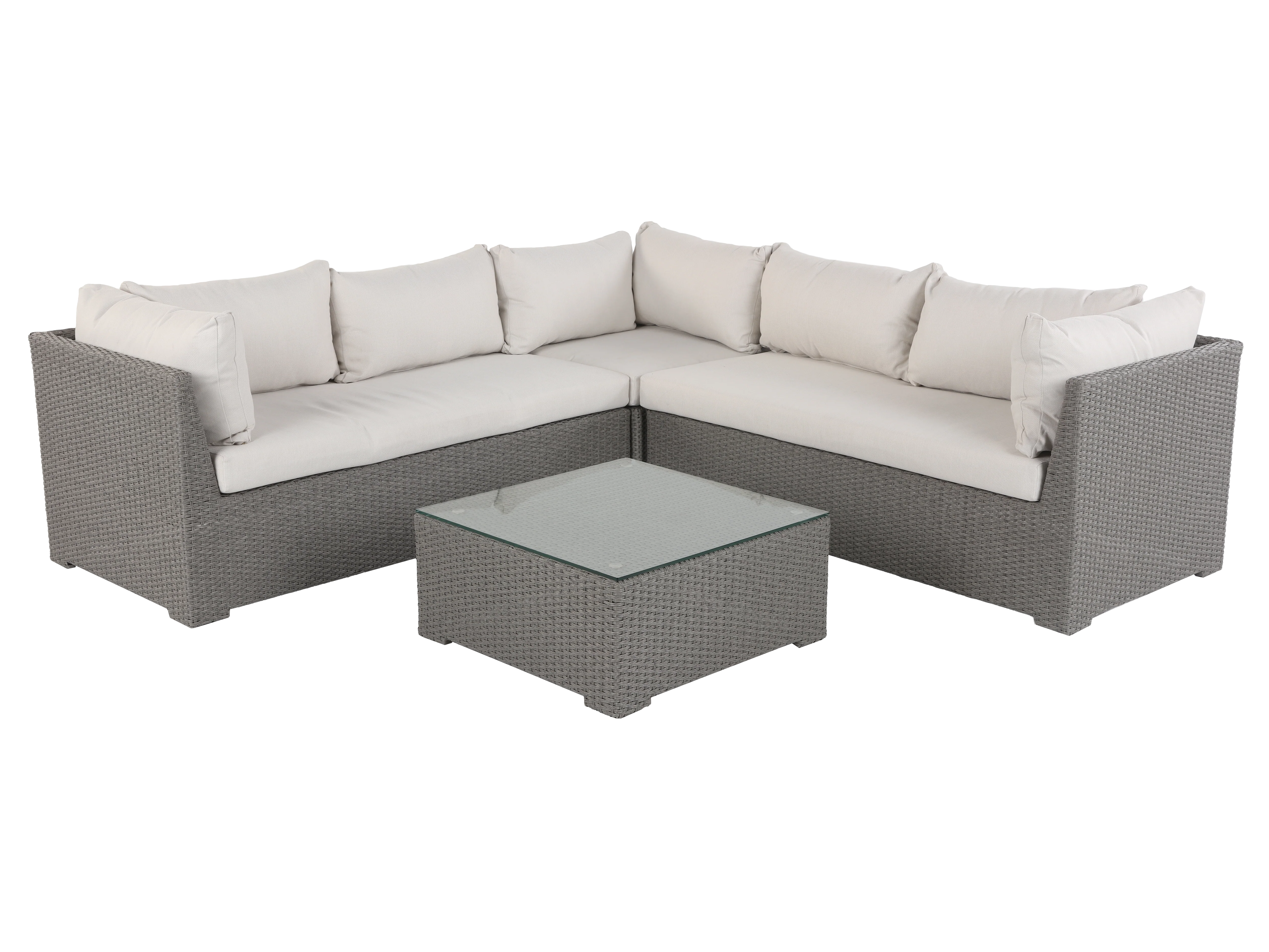 4-Piece Outdoor Wicker Sectional Set with Glass-Top Coffee Table - Image 2