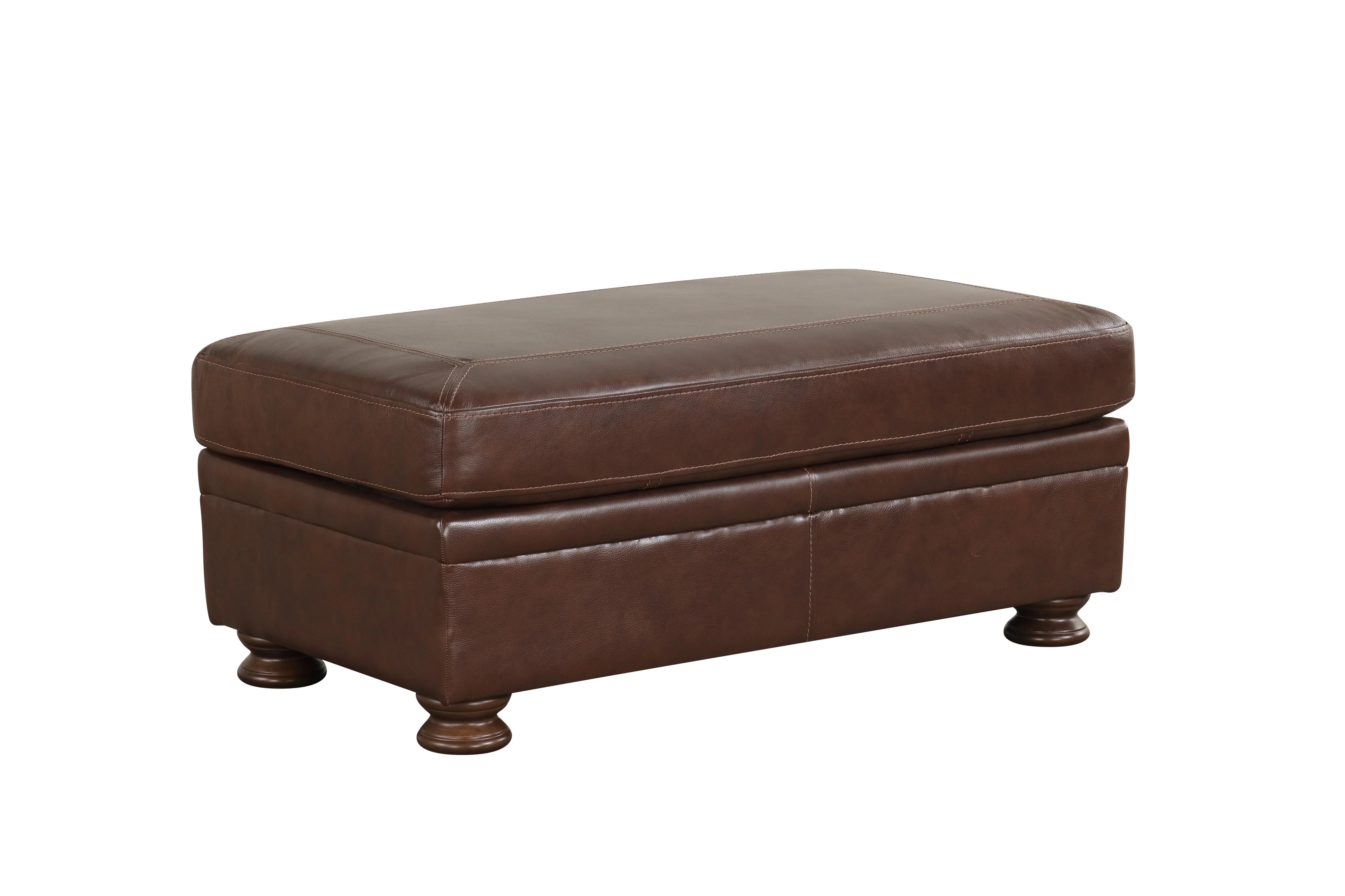 Brown Top-Grain Leather 4-Piece Living Room Set with Sofa, Loveseat, Chair & Ottoman - Image 10