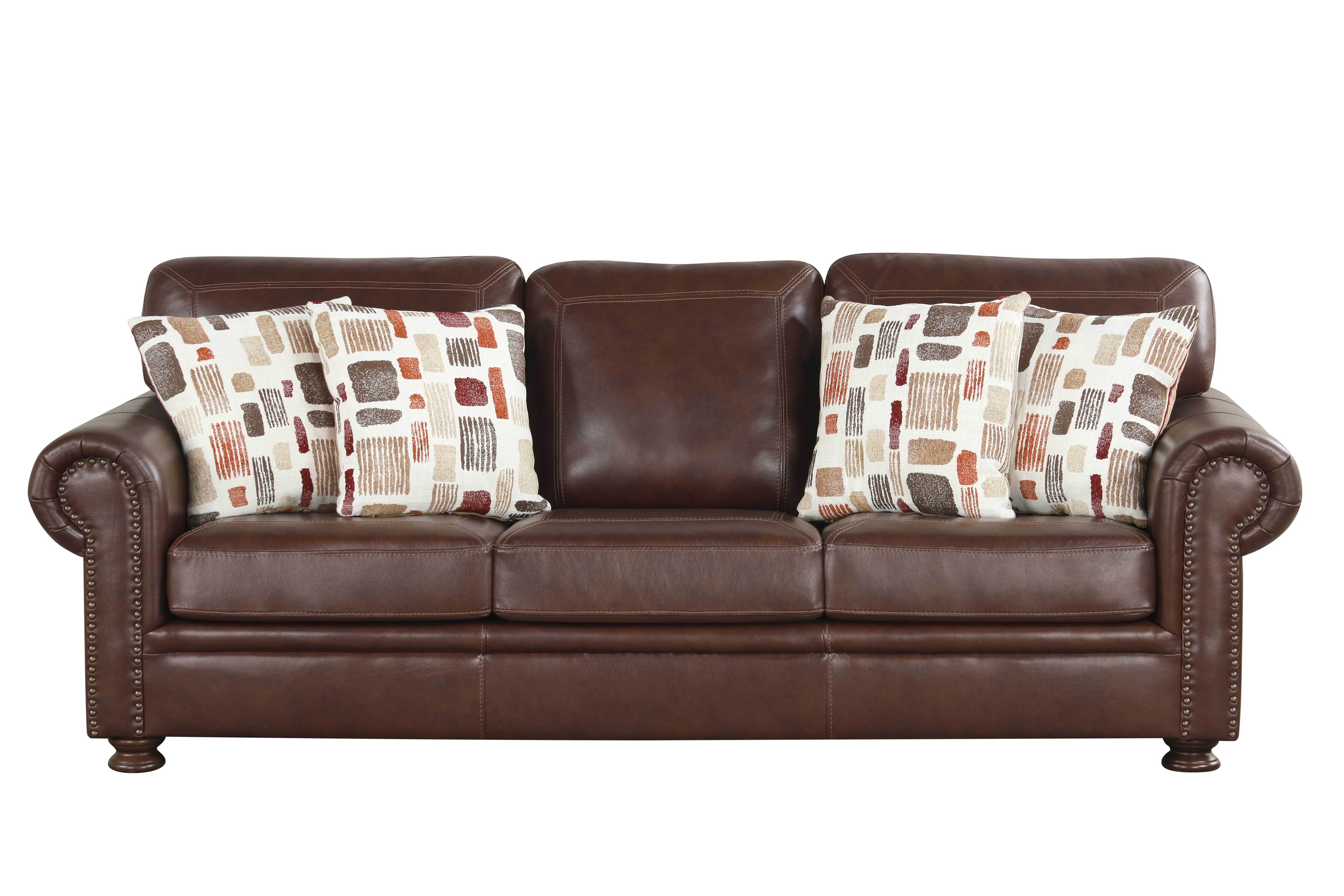 Brown Top-Grain Leather 4-Piece Living Room Set with Sofa, Loveseat, Chair & Ottoman - Image 4