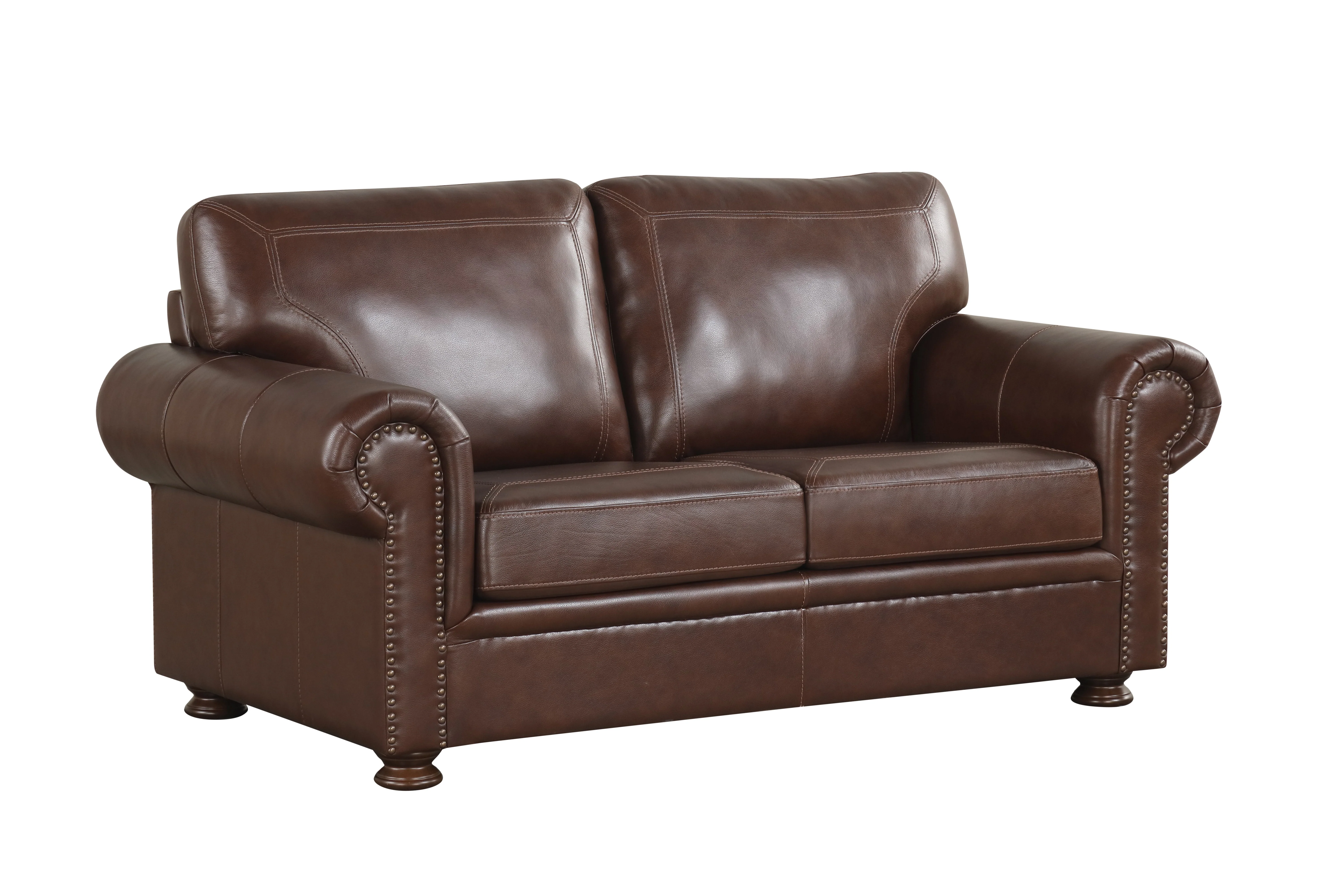Brown Top-Grain Leather 4-Piece Living Room Set with Sofa, Loveseat, Chair & Ottoman - Image 5