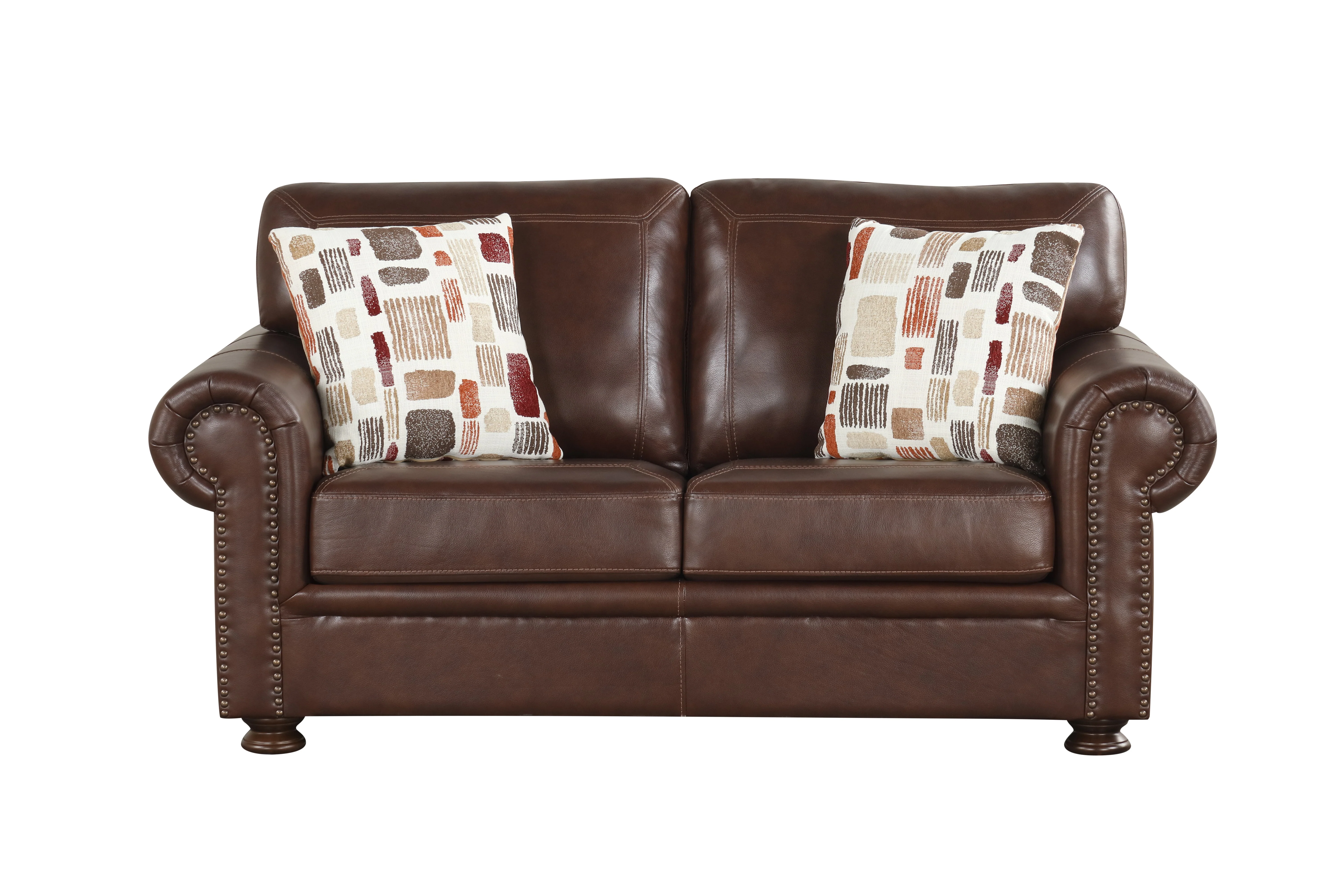 Brown Top-Grain Leather 4-Piece Living Room Set with Sofa, Loveseat, Chair & Ottoman - Image 6