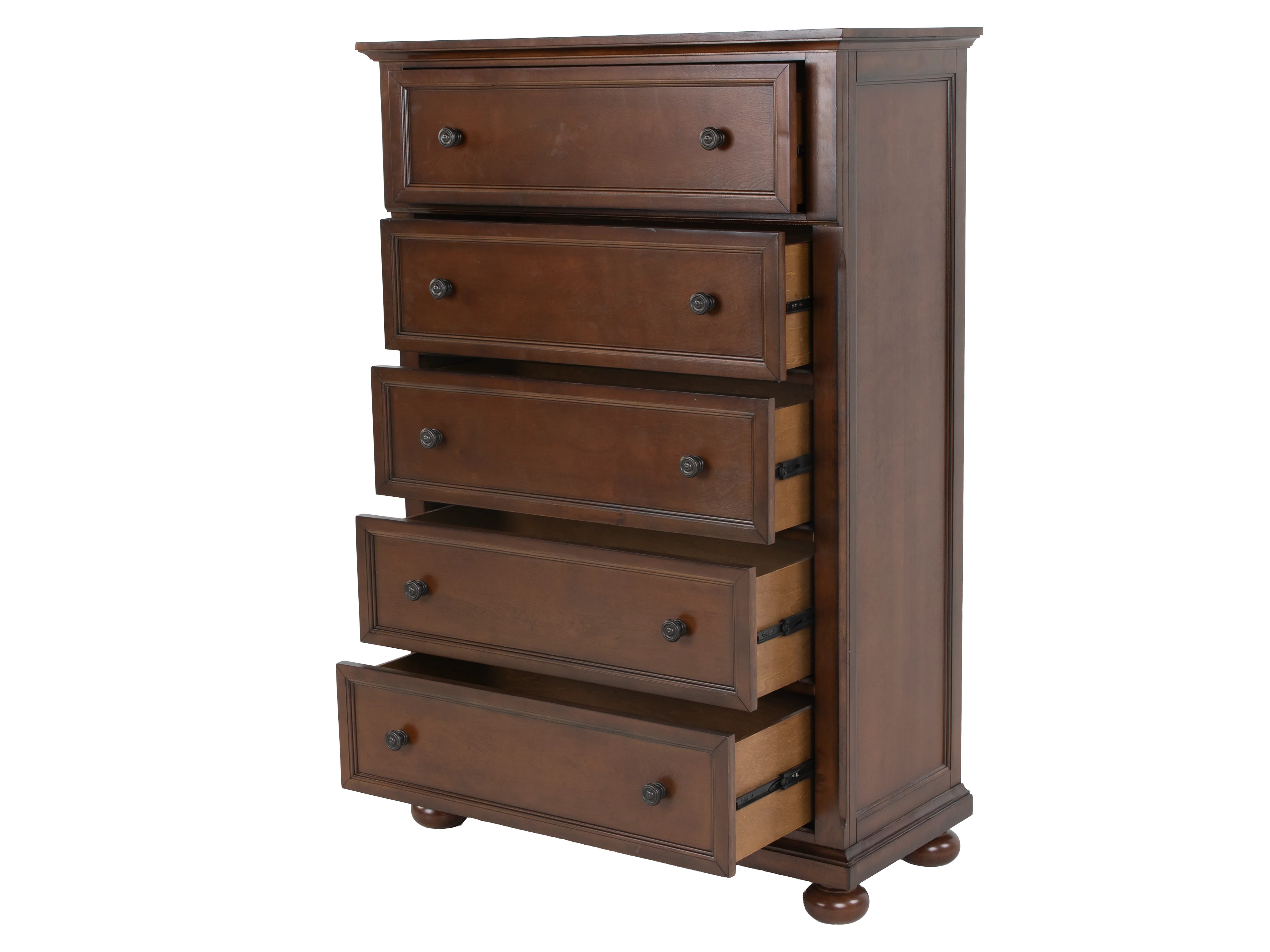 5-Drawer Chest in Cherry - Traditional Storage Chest with Ball Bearing Glides - Image 4