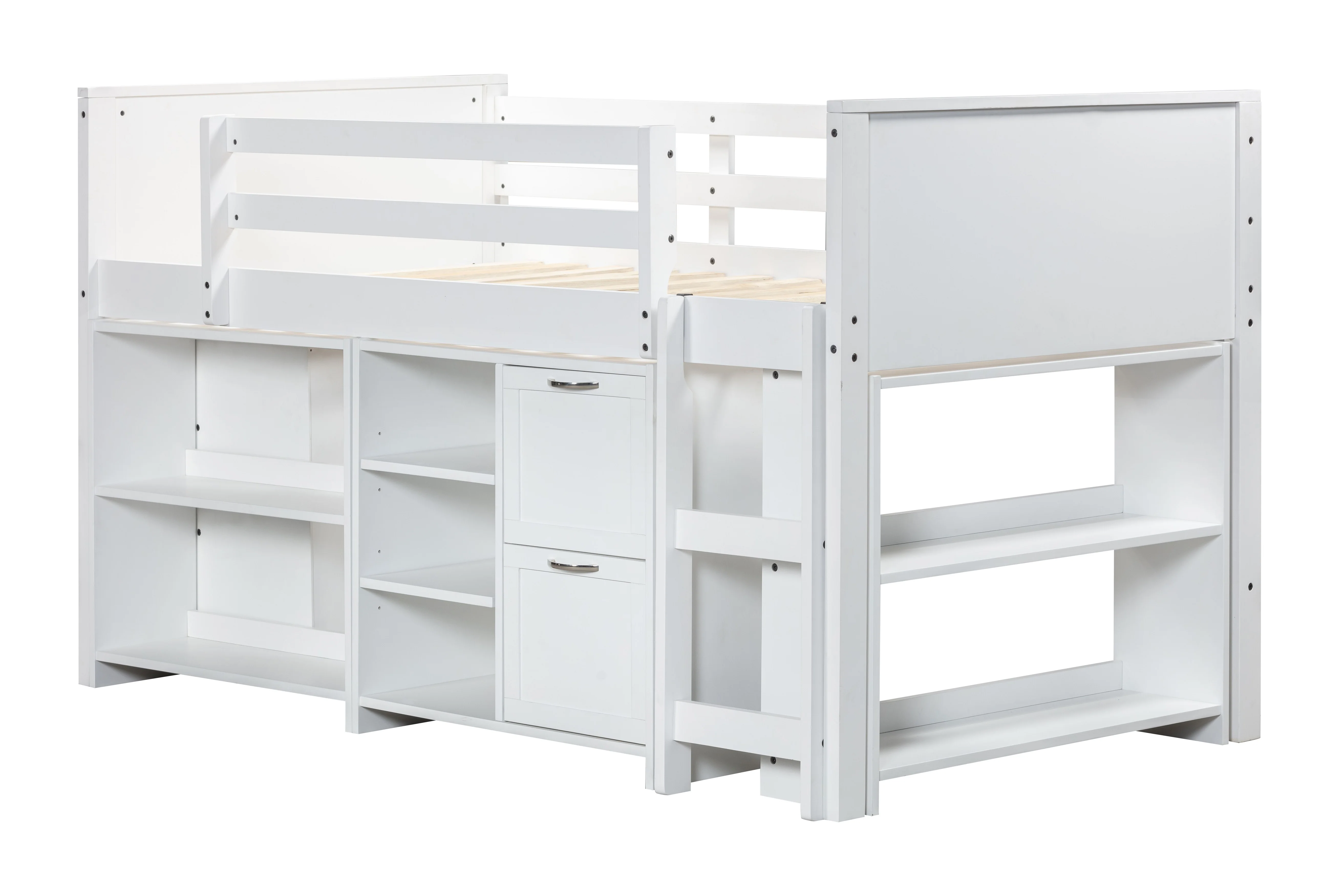 5 Piece Twin Size Low Loft Storage Bed Set - Image 2