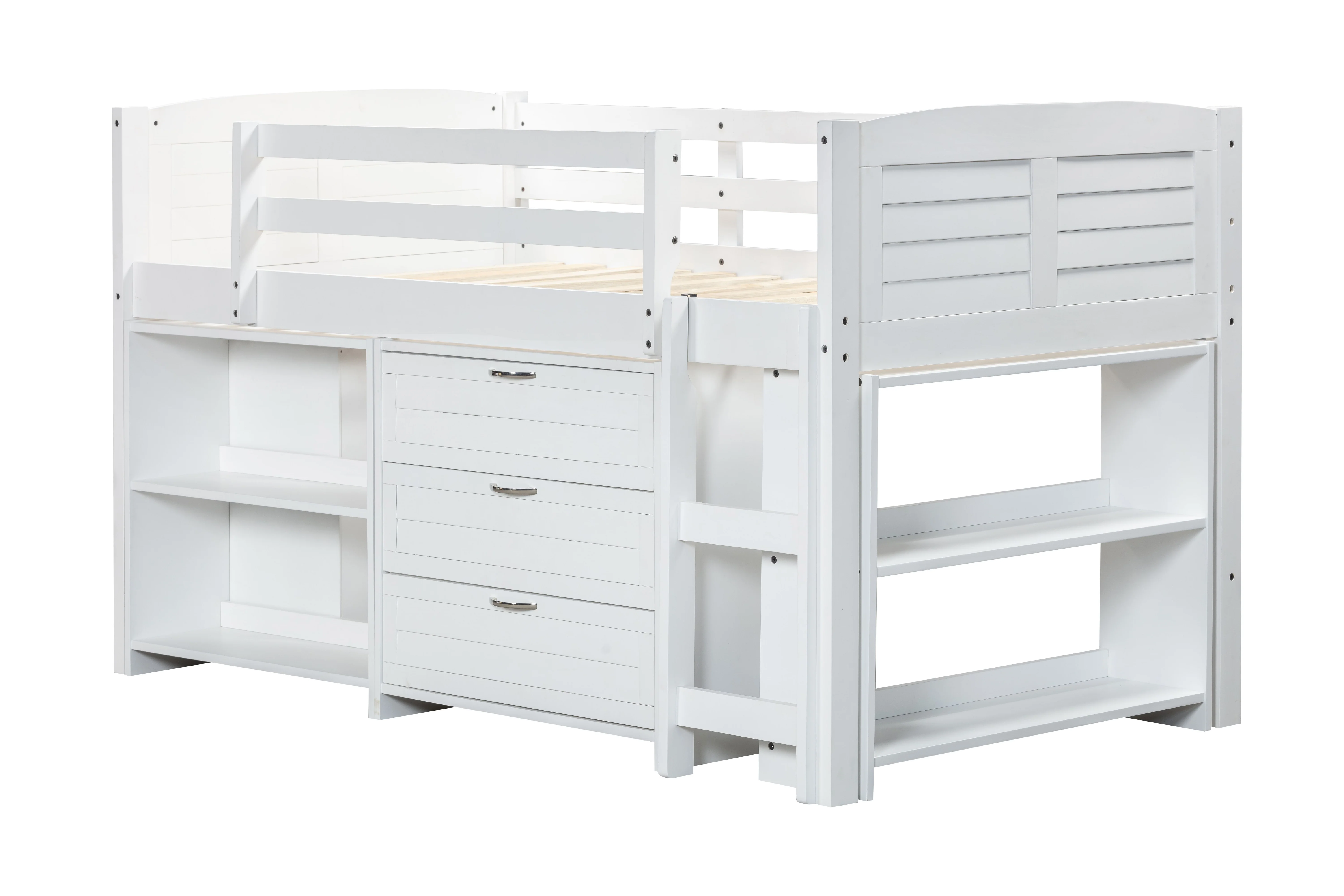 5-Piece Twin-Size Loft Storage Bed with Shelves - Image 3