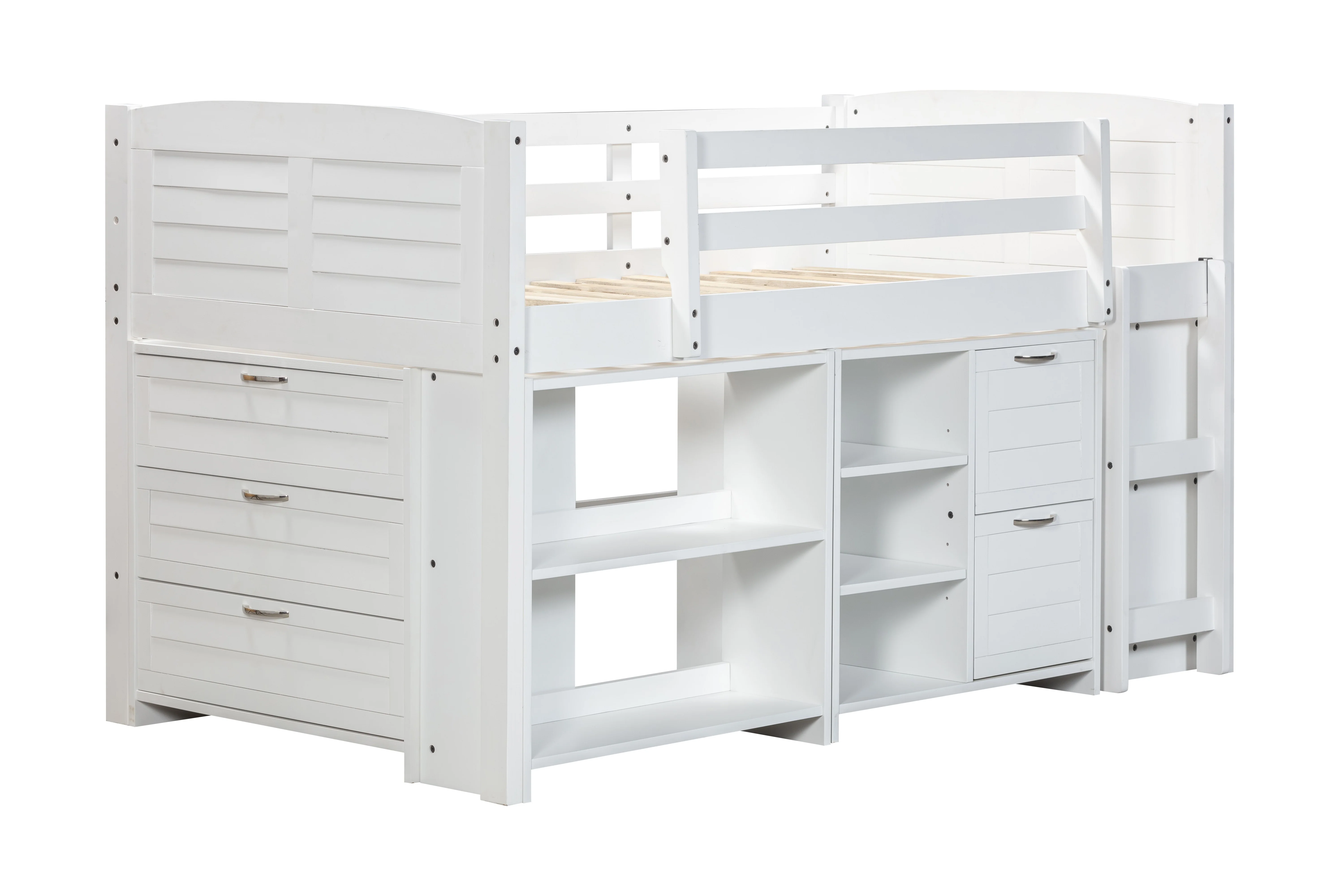 5-Piece Twin-Size Loft Storage Bed with Shelves - Image 8