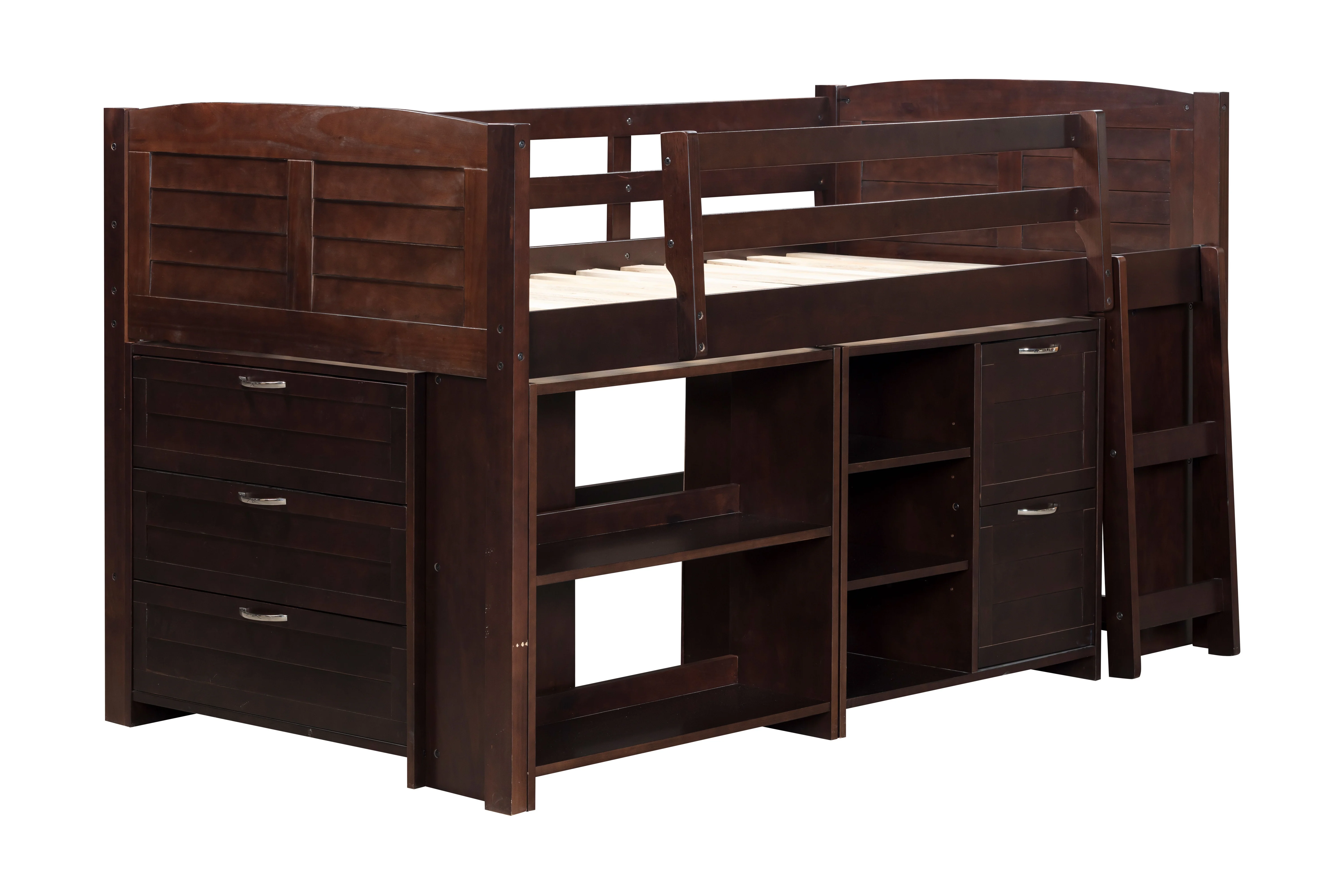 5-Piece Twin-Size Loft Storage Bed with Shelves - Image 5