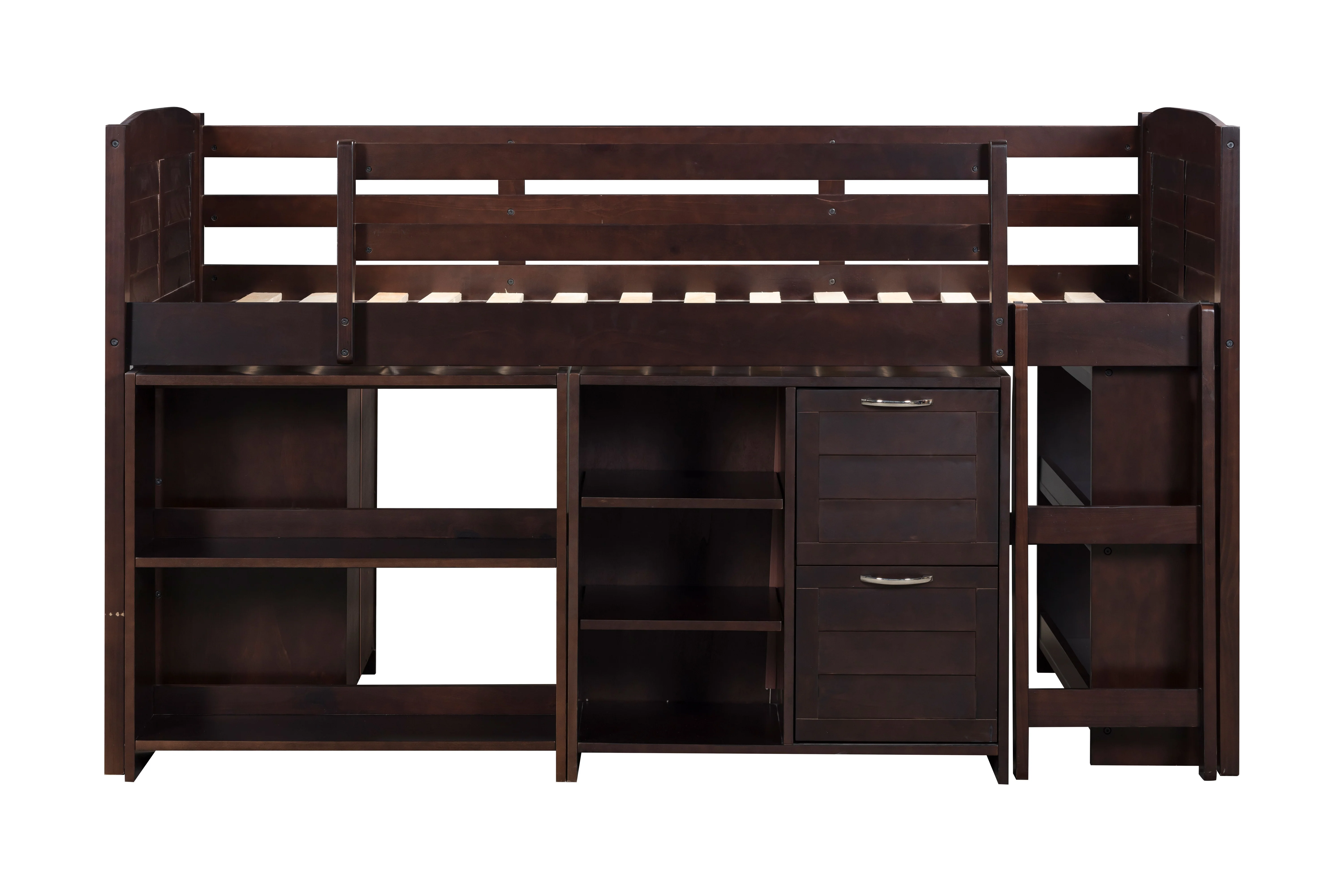 5-Piece Twin-Size Loft Storage Bed with Shelves - Image 6