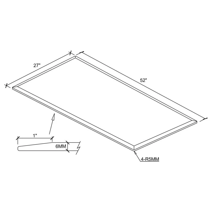 52x27-inch 6mm Rectangular Clear Tempered Glass Top - Image 5