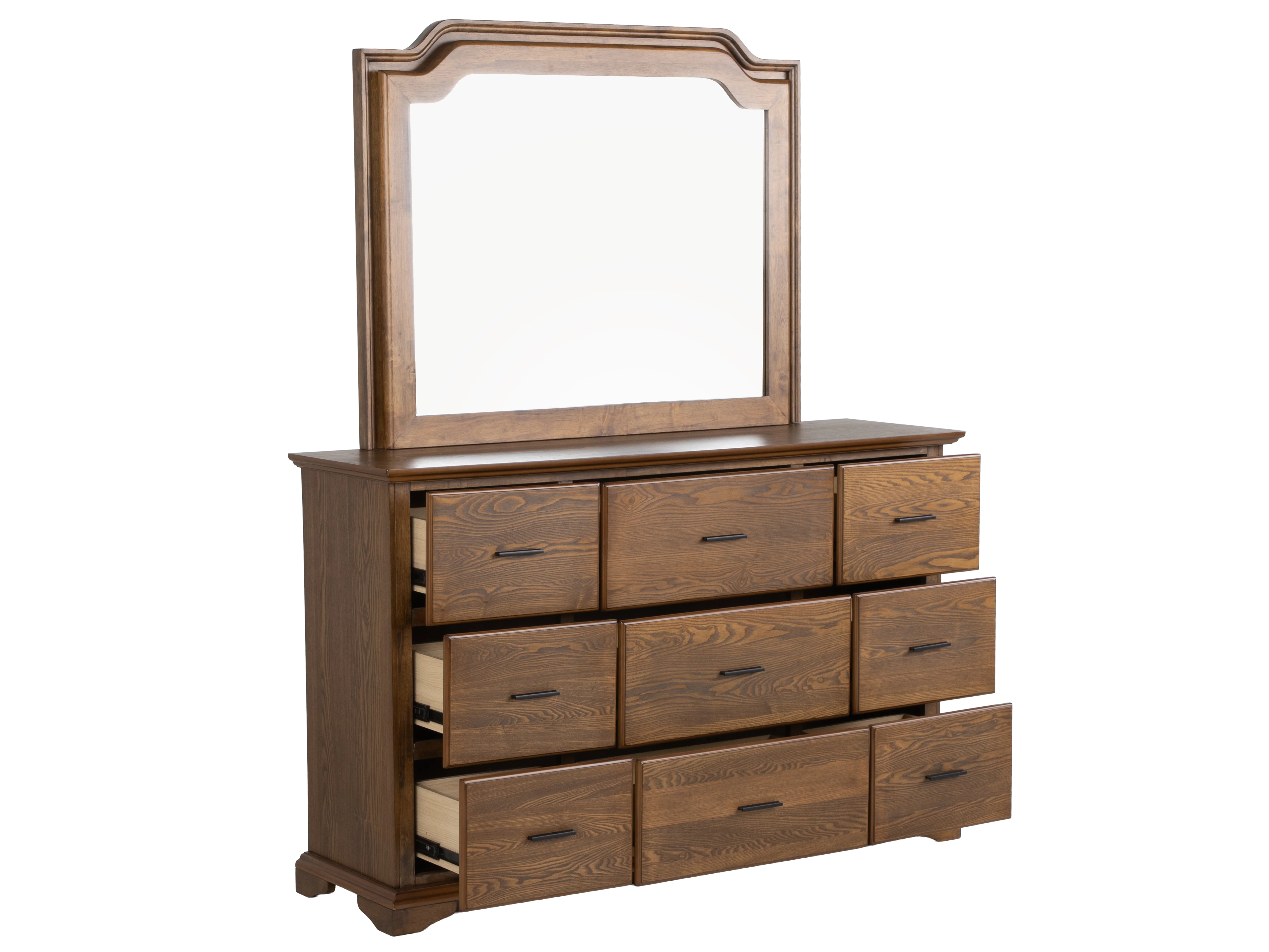 6-Piece Bedroom Set with LED Lighting, Button-Tufted Upholstered Storage Bed, Dresser, Mirror & Nightstand — Light Oak Finish - Image 7