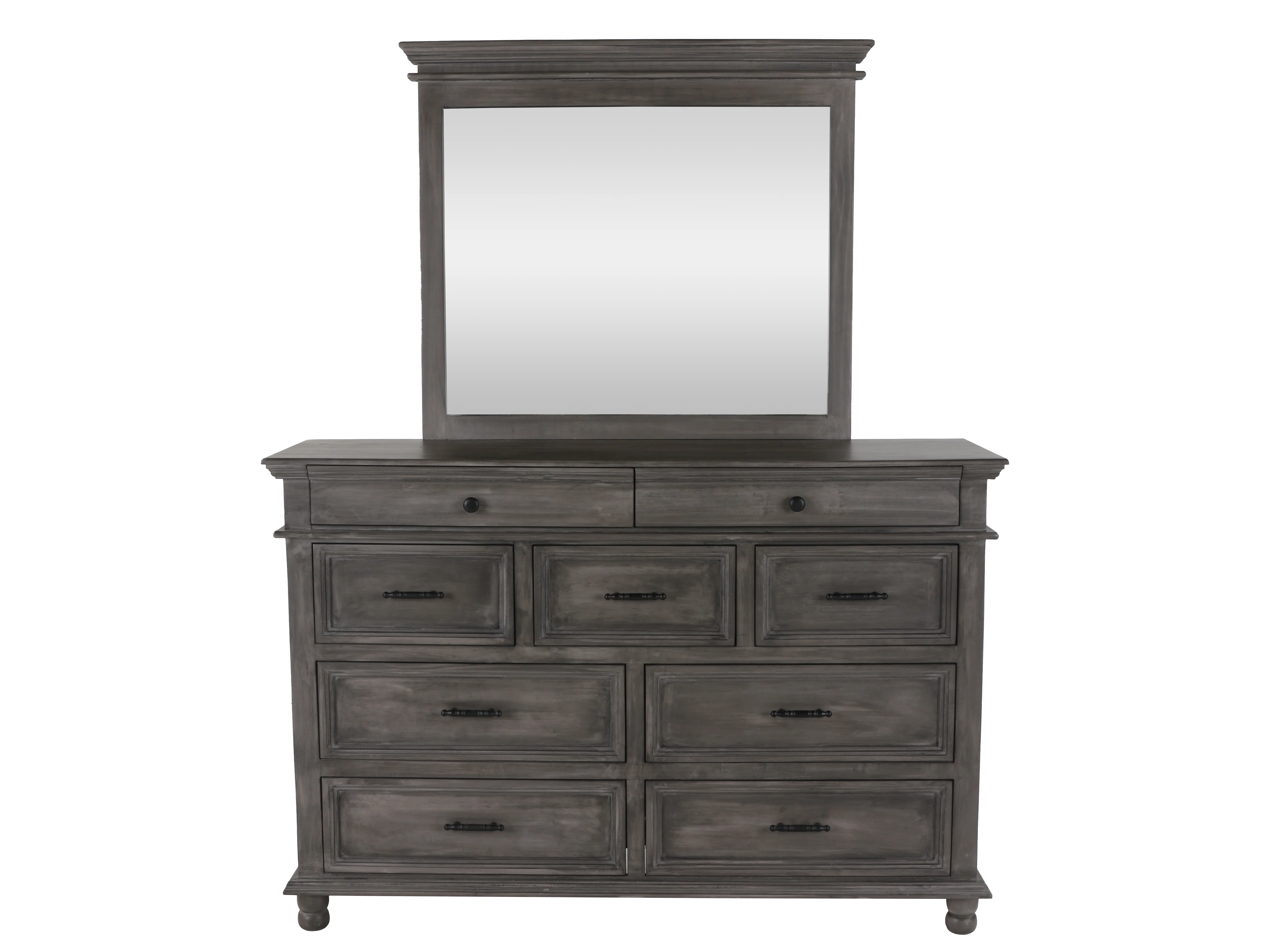 6-Piece Gray Upholstered Bedroom Set with Dresser, Mirror & Nightstand - Image 6