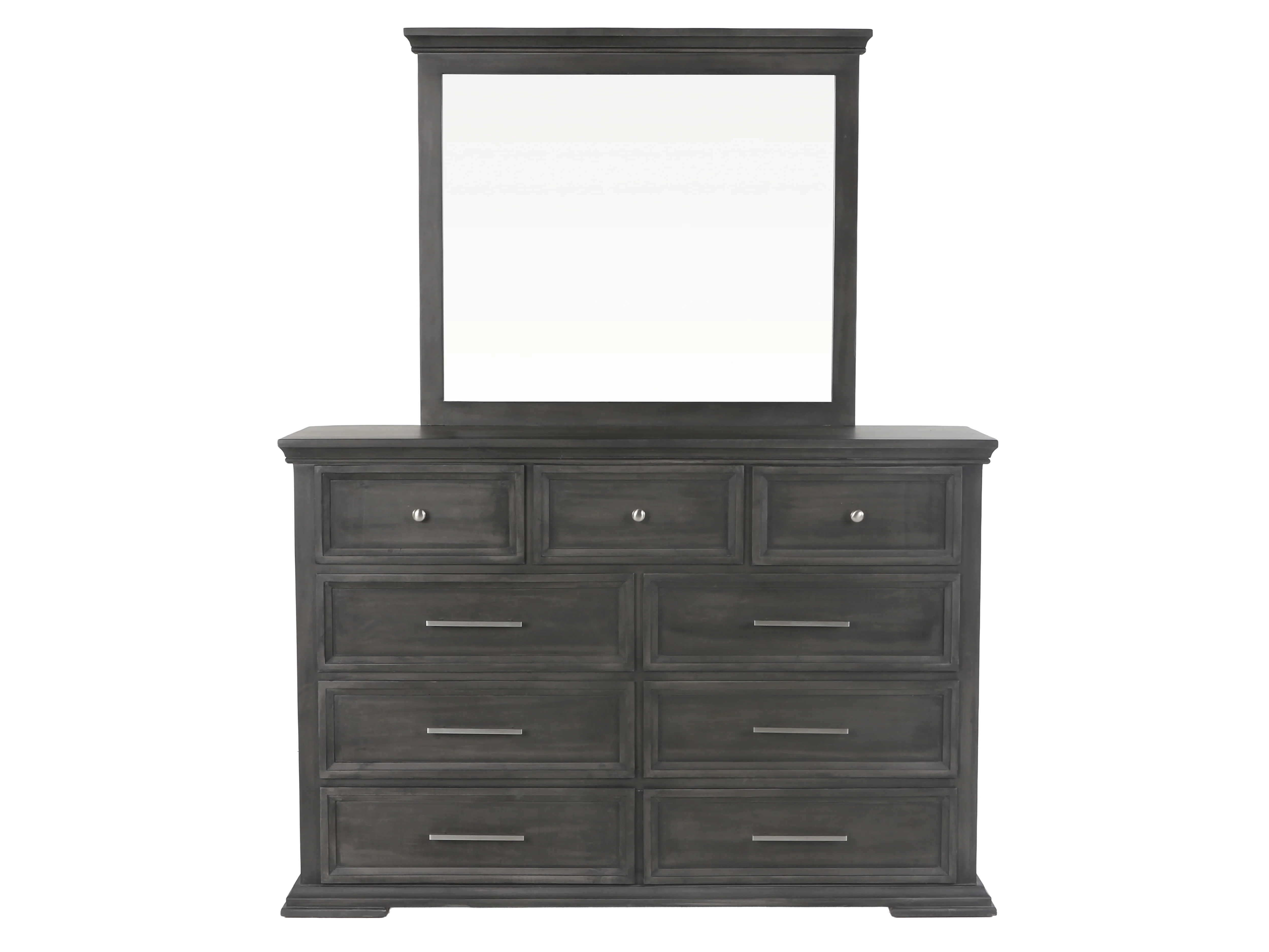6-Piece Gray Upholstered Panel Bedroom Set with Dresser, Mirror & Nightstand - Image 5