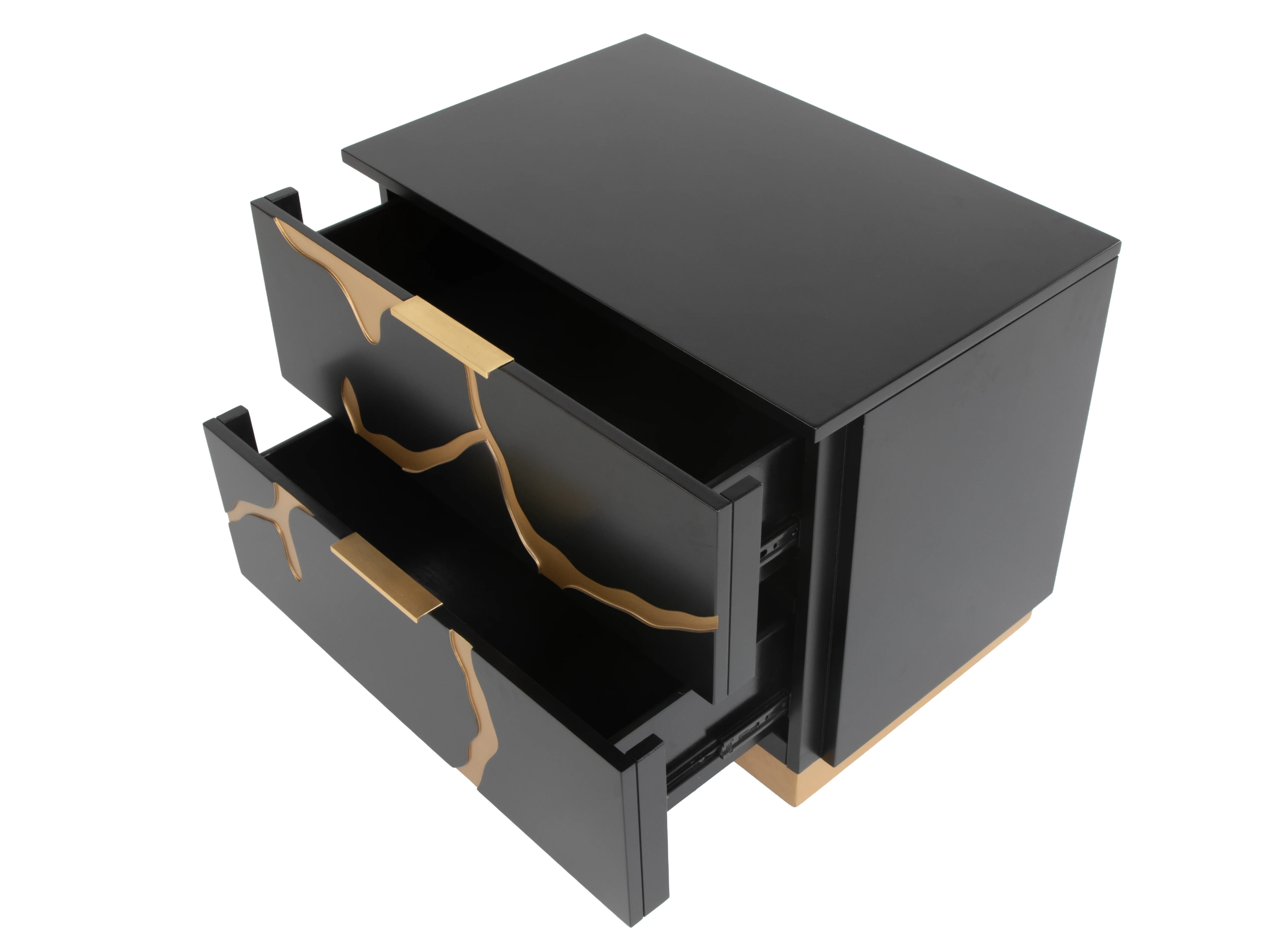 Black and Gold 2-Drawer Nightstand – Modern Luxury Bedside Table - Image 2