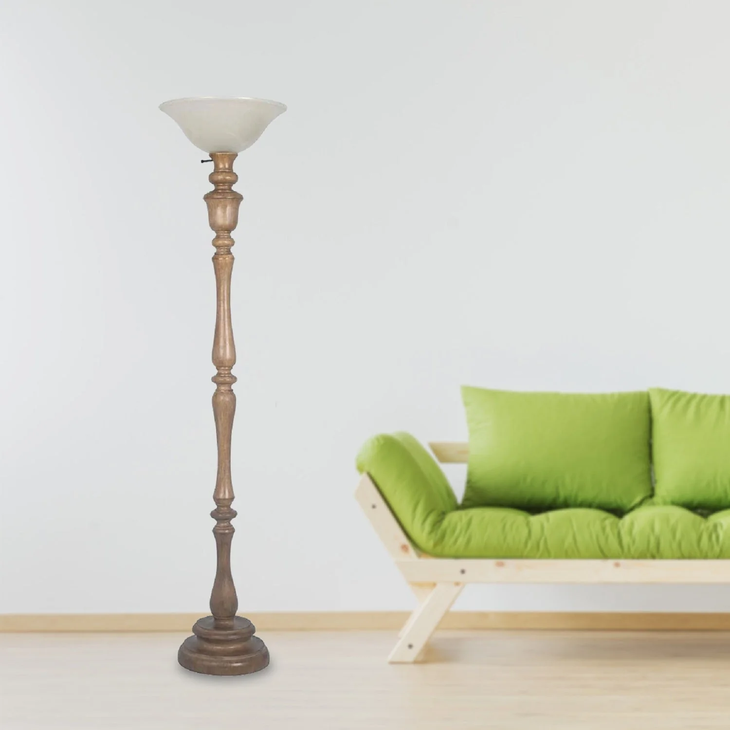 60" Polyresin Floor Lamp In Reclaimed Wood Finish