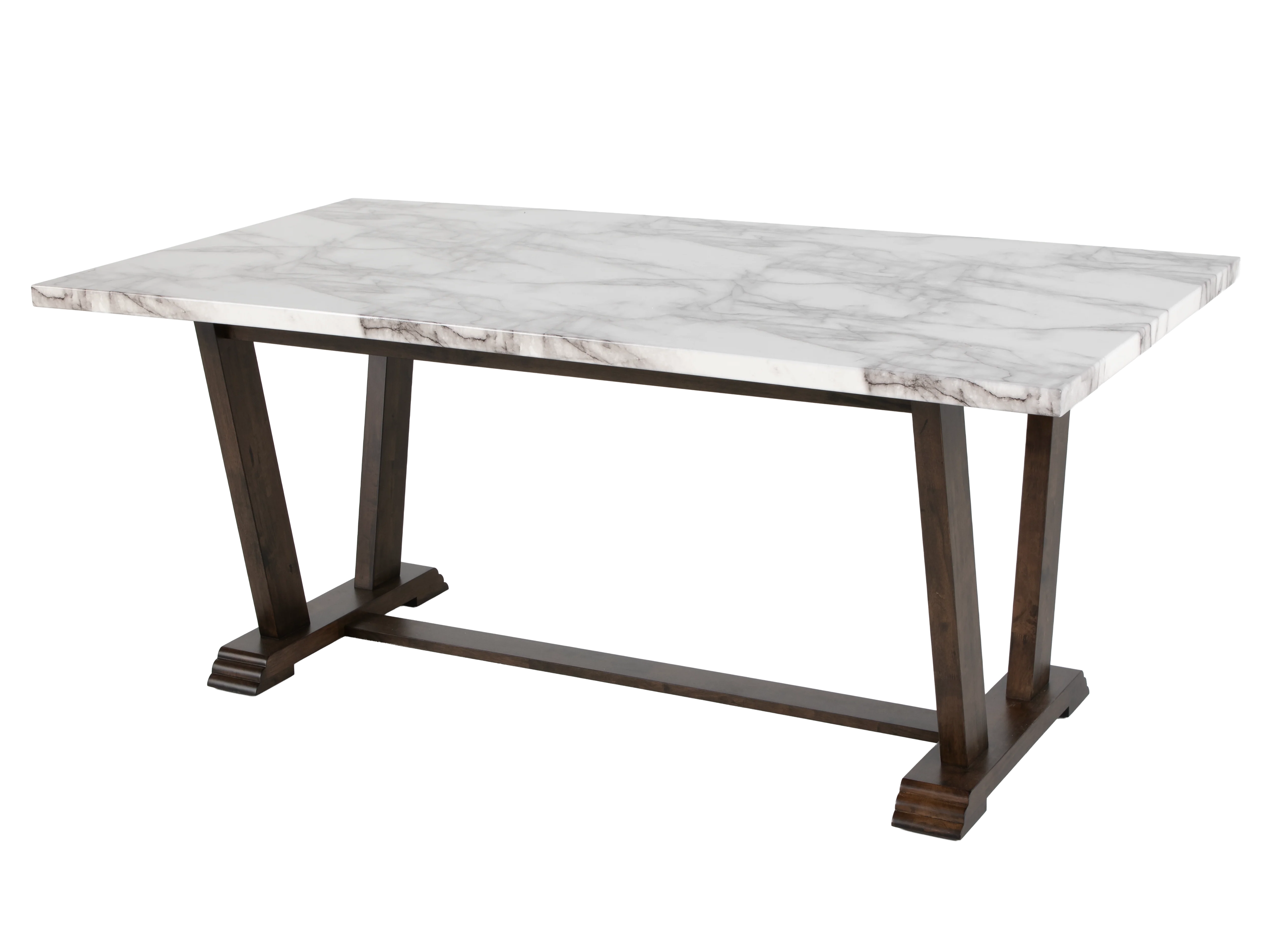 Modern Farmhouse Antique Brown & White Faux Marble 7-Piece Dining Set - Image 3