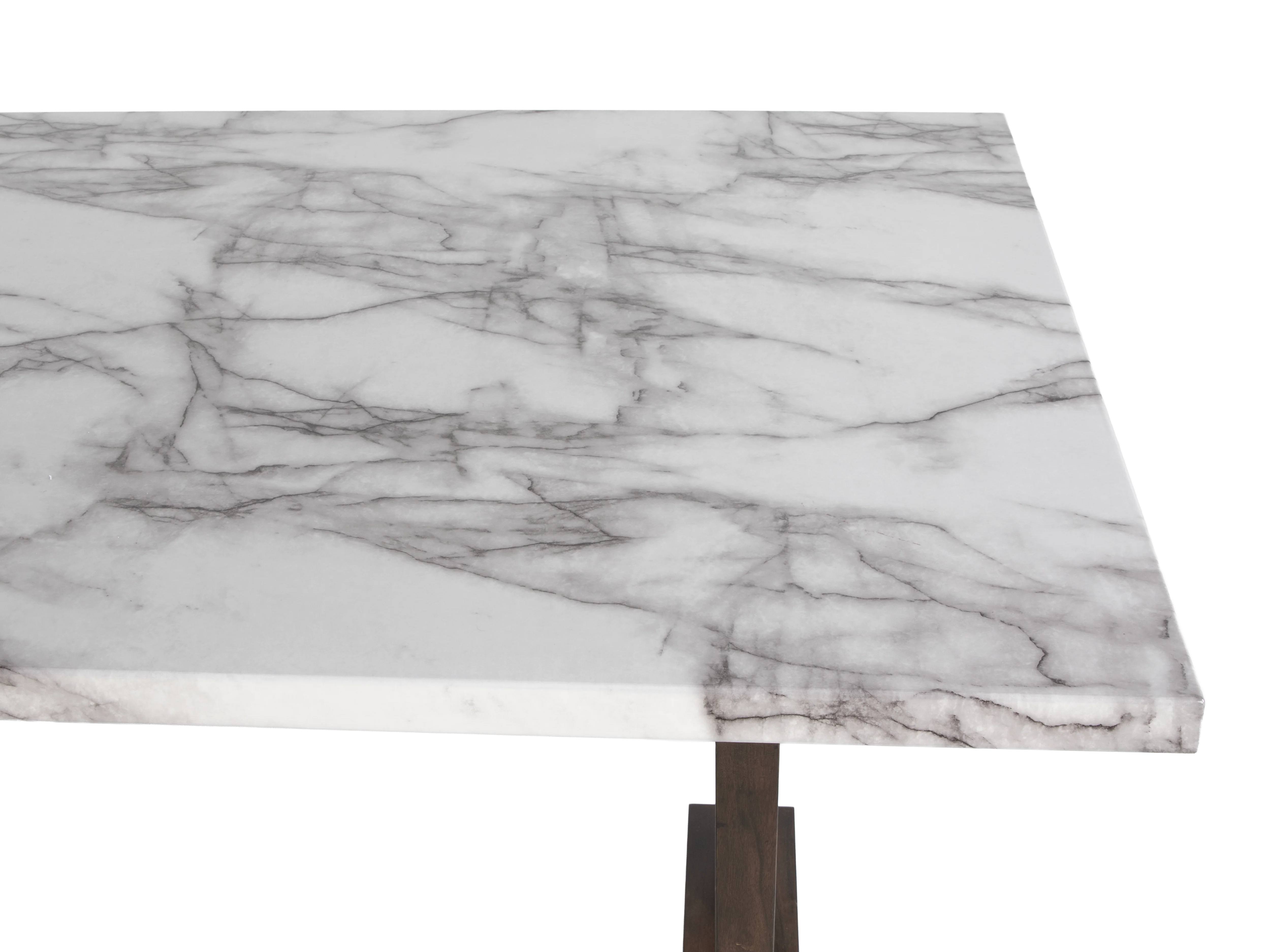 Modern Farmhouse Antique Brown & White Faux Marble 7-Piece Dining Set - Image 4