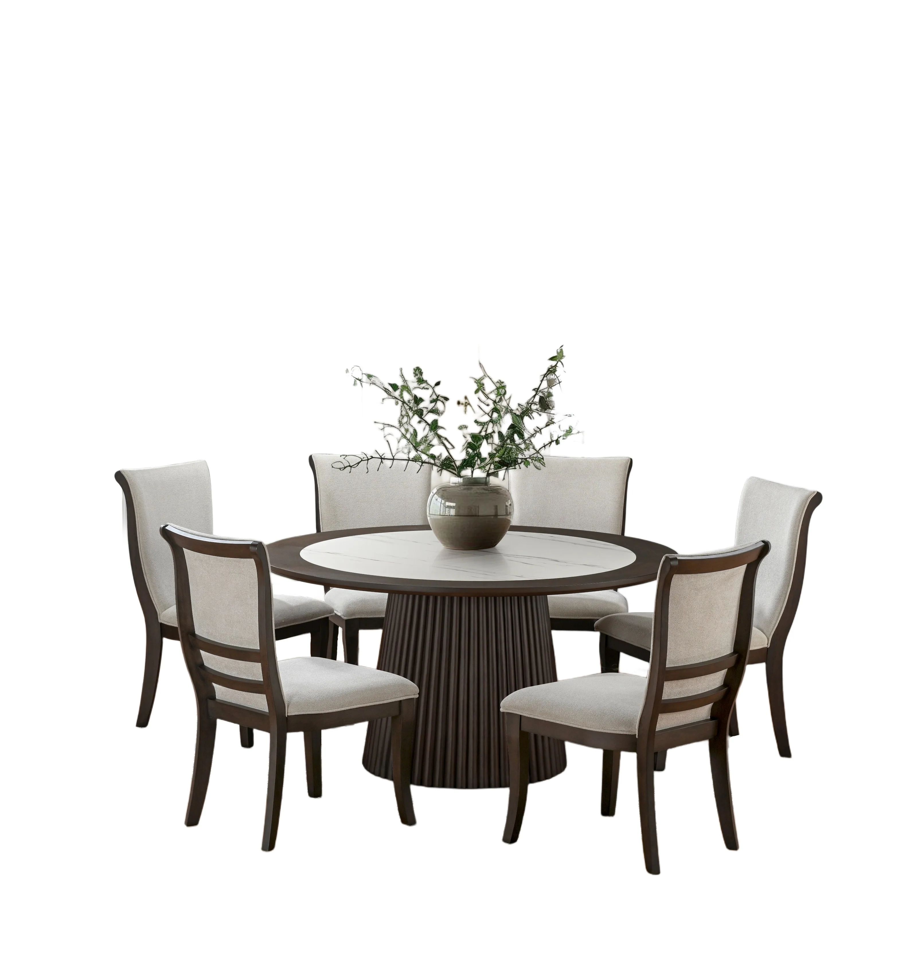 Dark Walnut Round Pedestal 7-Piece Dining Set - Image 2