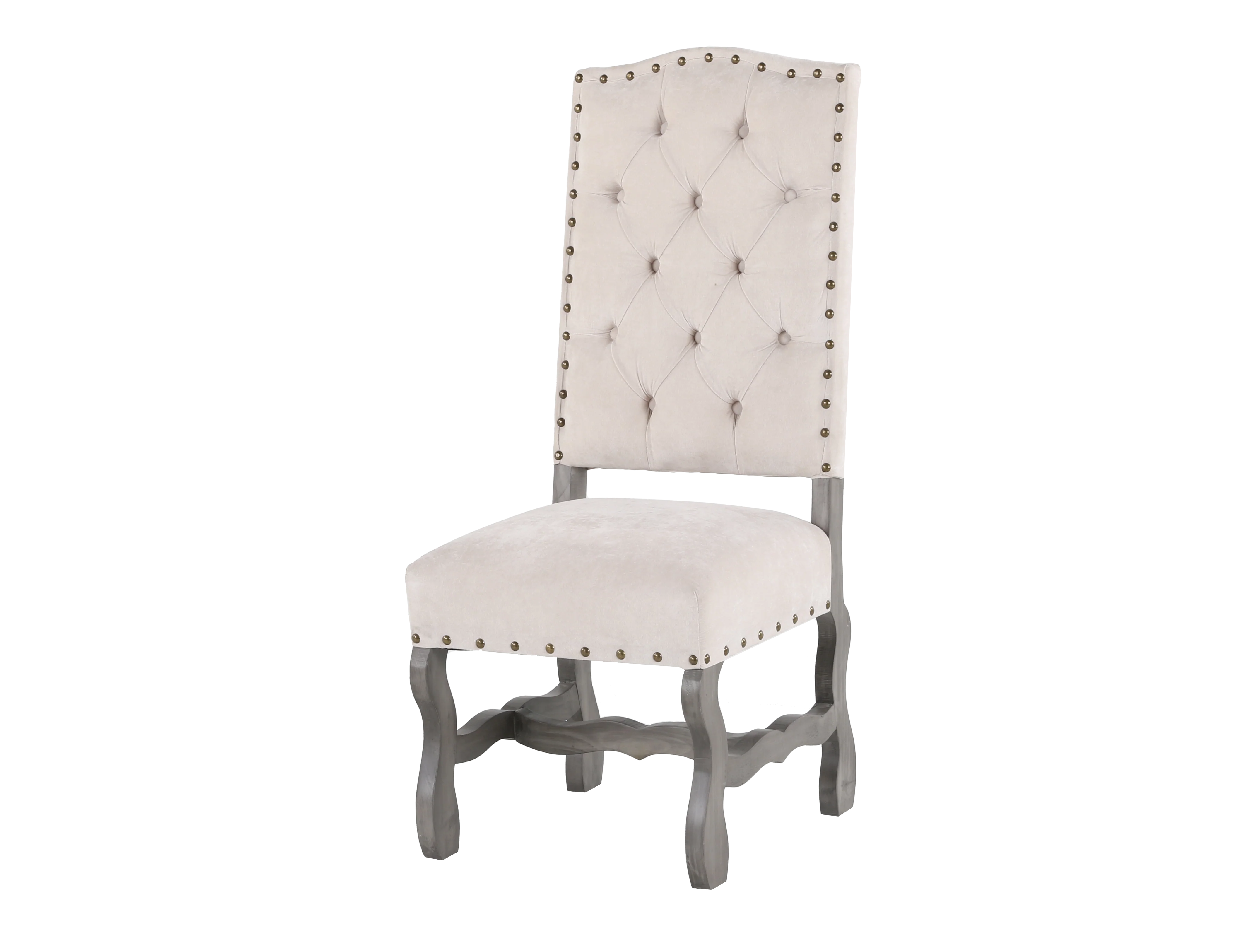7-Piece Trestle Dining Set with Tufted High-Back Chairs (Gray/Ivory) - Image 5