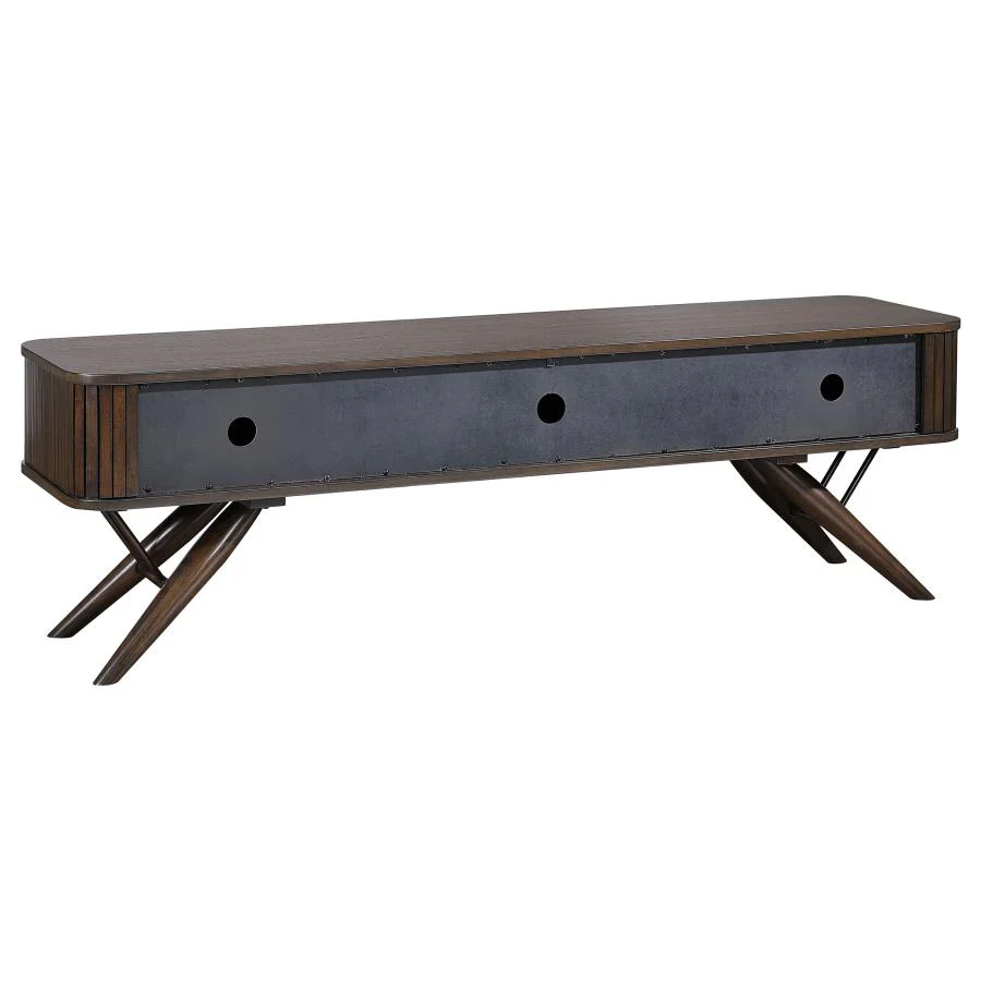 Valna - Wood TV Stand With Sliding Doors - Walnut - Image 6