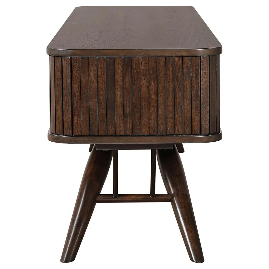 Valna - Wood TV Stand With Sliding Doors - Walnut - Image 7