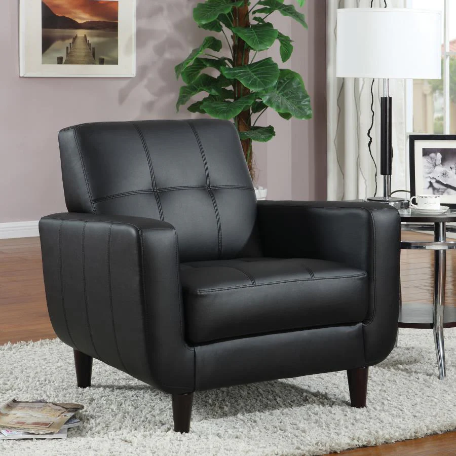 Aaron - Upholstered Track Arm Tufted Accent Chair - Black - Image 2