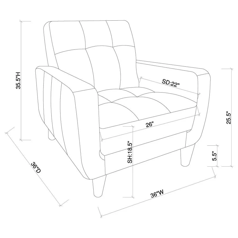 Aaron - Upholstered Track Arm Tufted Accent Chair - Black - Image 4