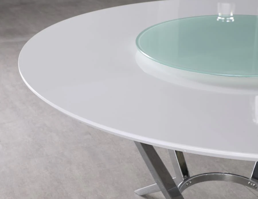 Abby - 5 Piece Round Dining Table Set - White High Gloss - Image 4