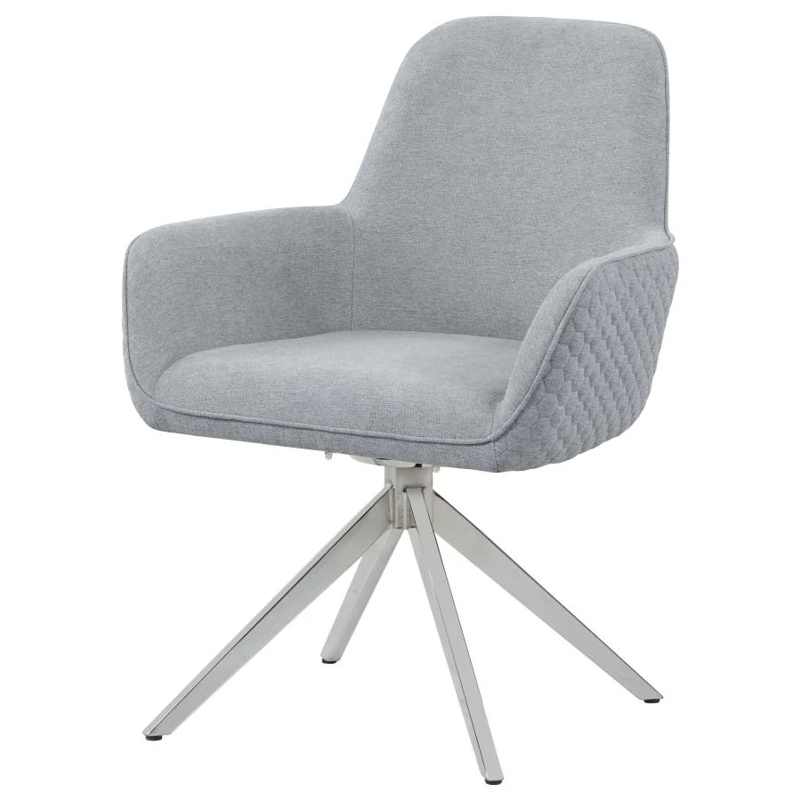 Abby - Fabric Upholstered Swivel Dining Arm Chair - Light Gray - Image 4