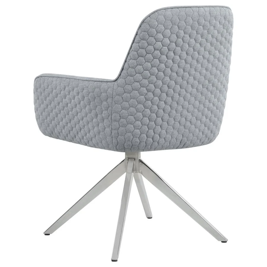 Abby - Fabric Upholstered Swivel Dining Arm Chair - Light Gray - Image 6