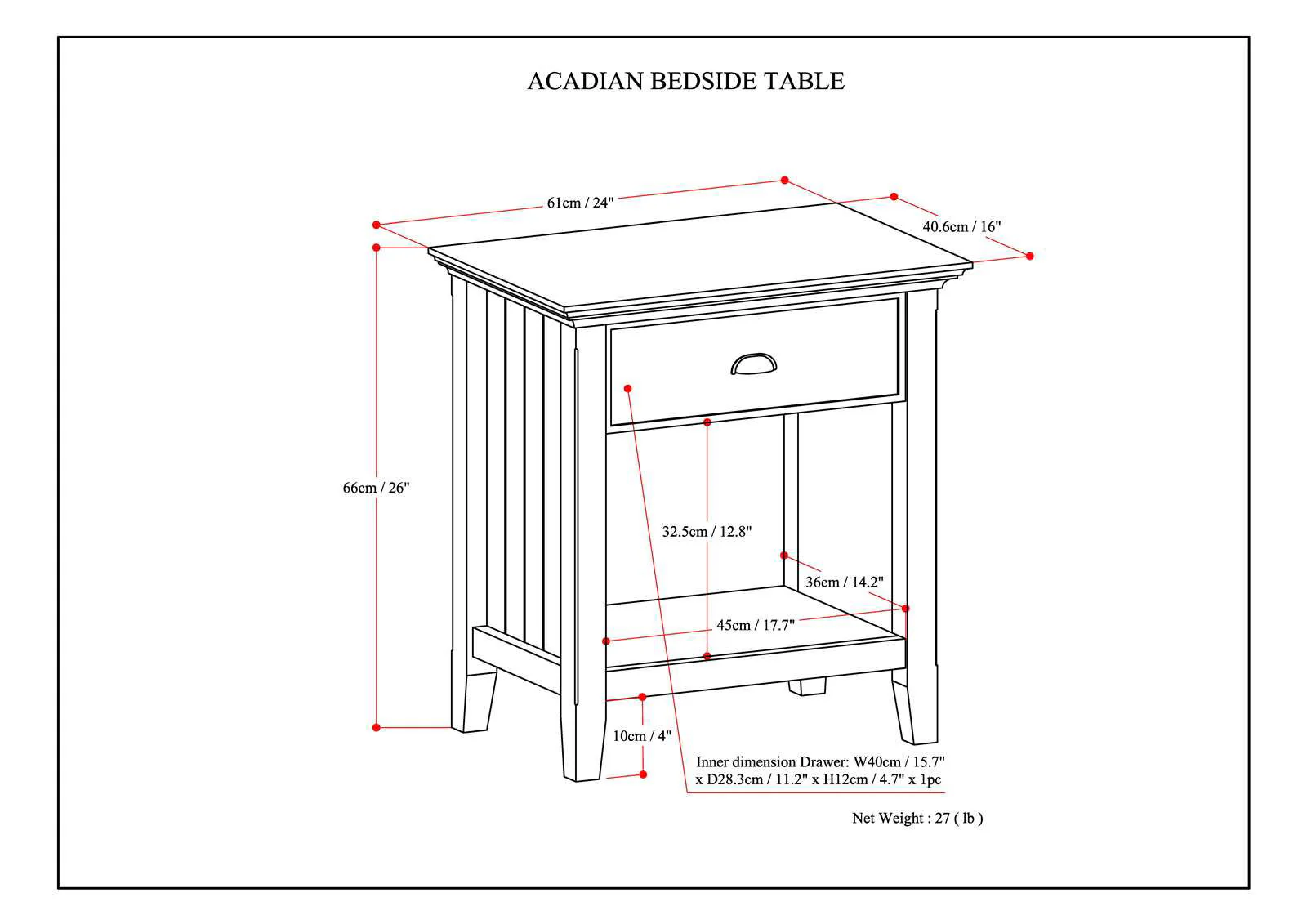 Acadian - Bedside Table, Handcrafted - Image 10