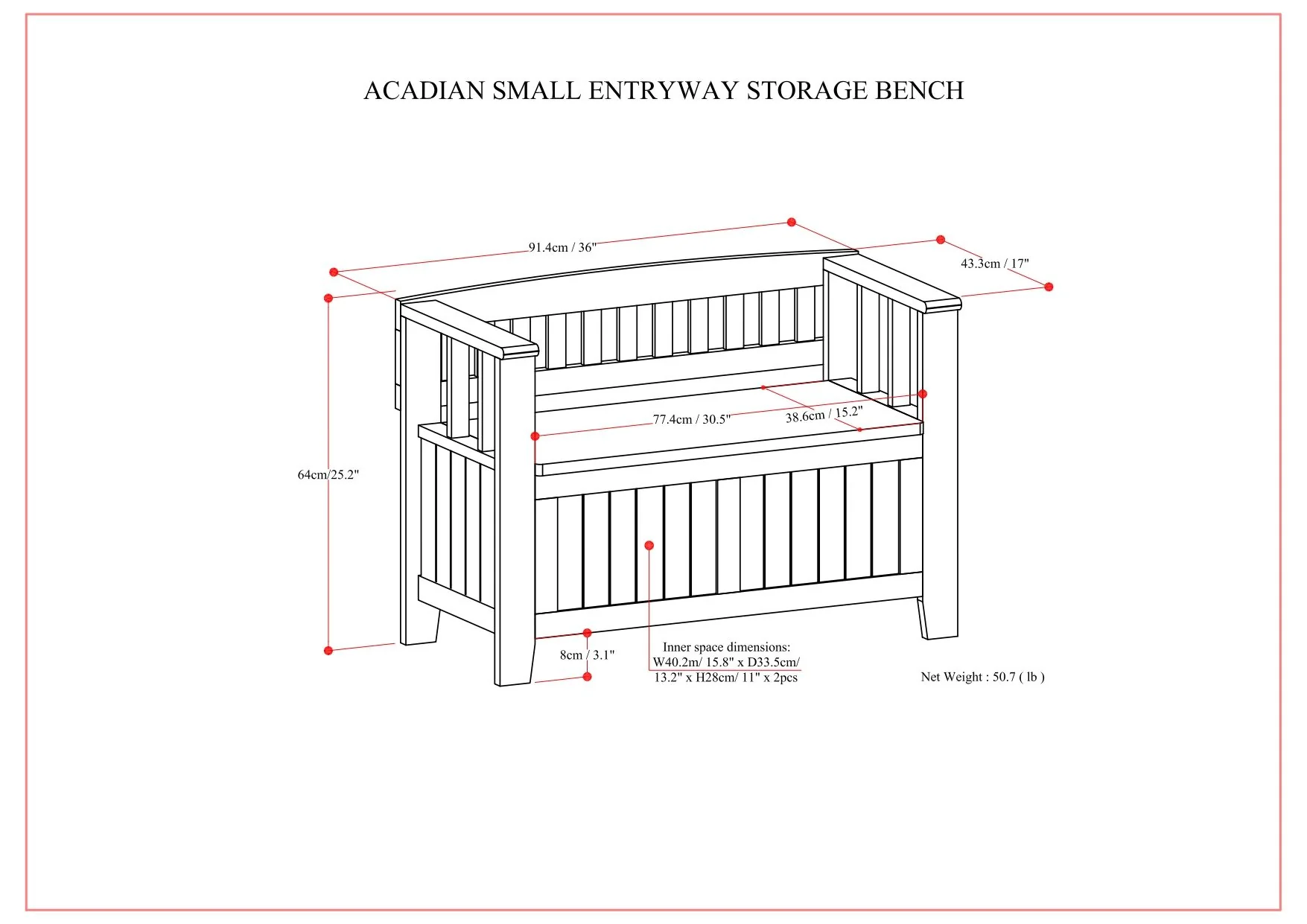 Acadian - Entryway Storage Bench, Handcrafted - Image 41