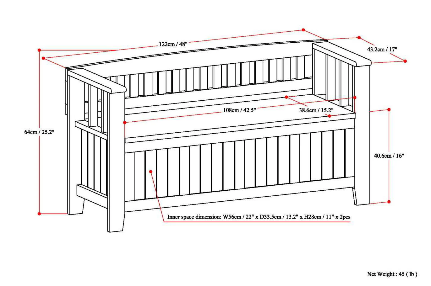 Acadian - Entryway Storage Bench, Handcrafted - Image 8
