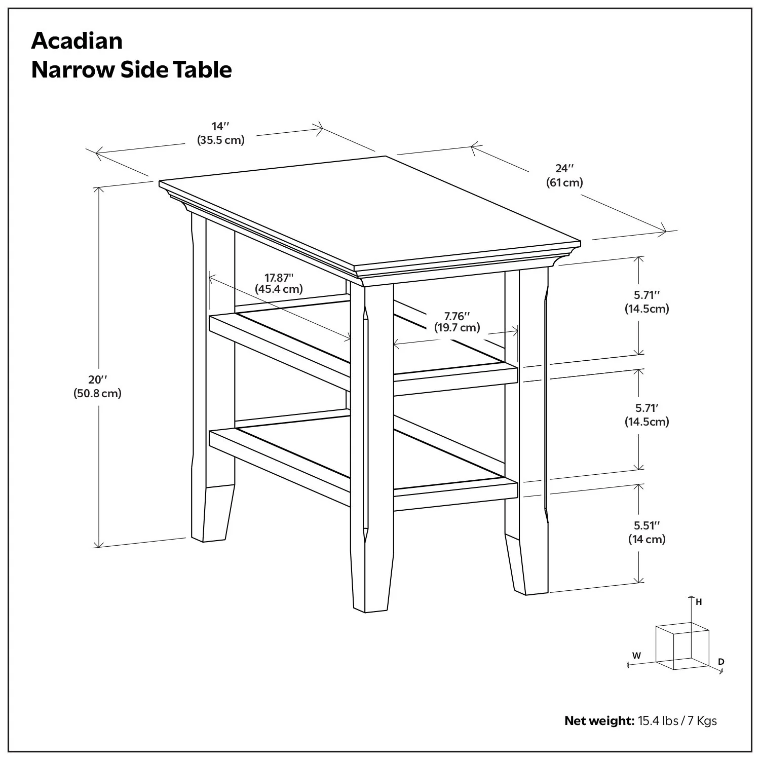 Acadian - Narrow Side Table, Handcrafted - Image 19